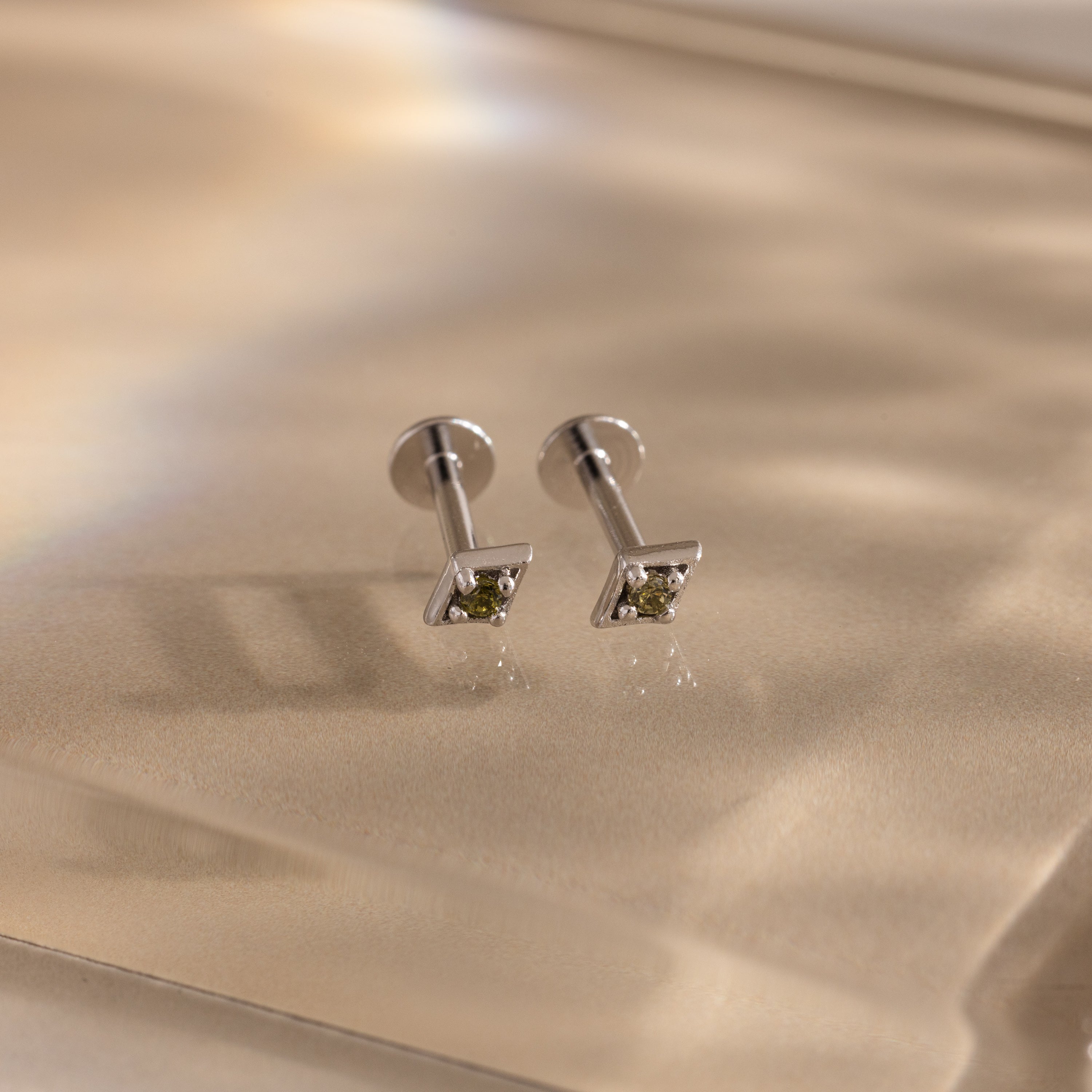 Geometric Peridot Flat Back Studs - Image 3