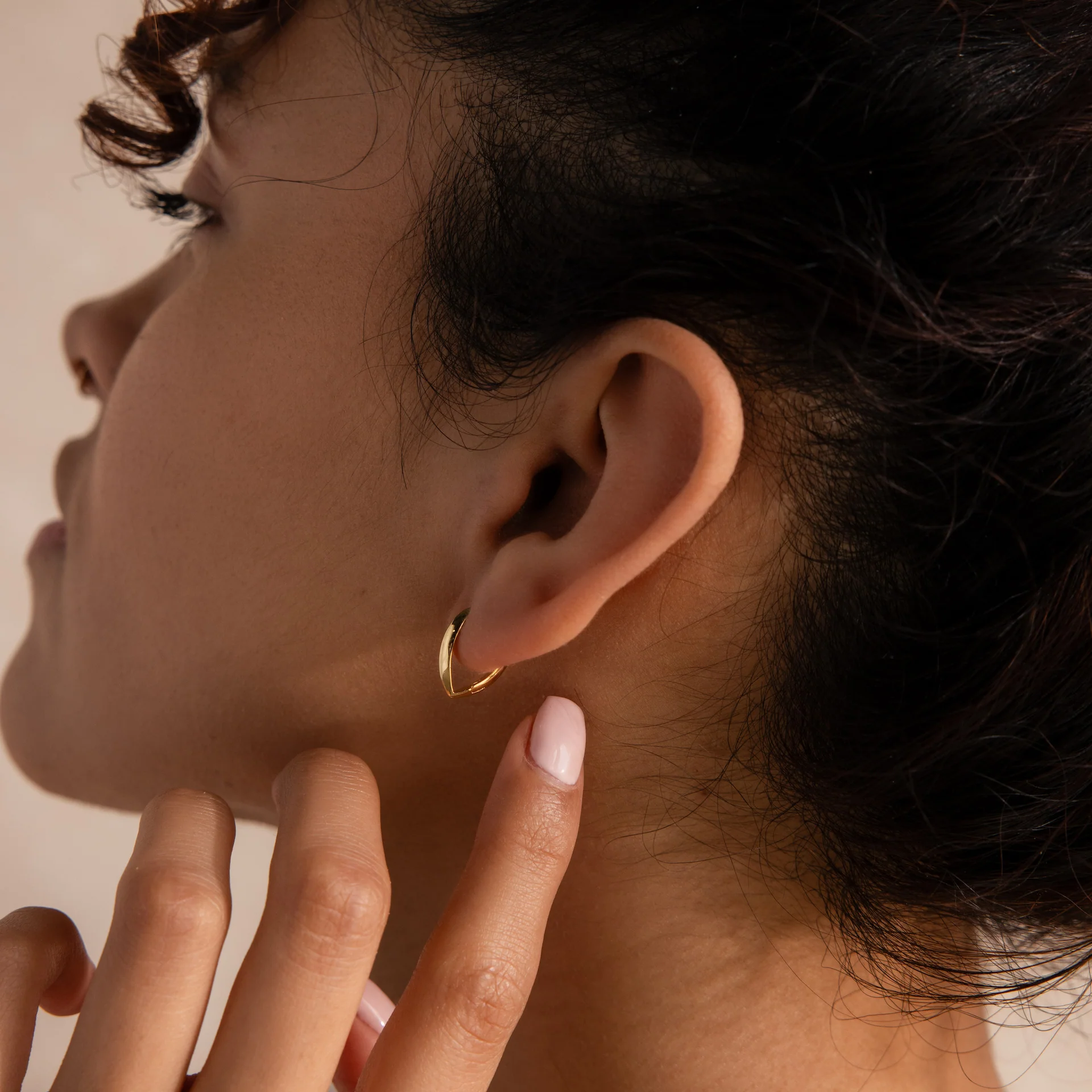 Geometric Leaf Hoop Earrings - Image 3