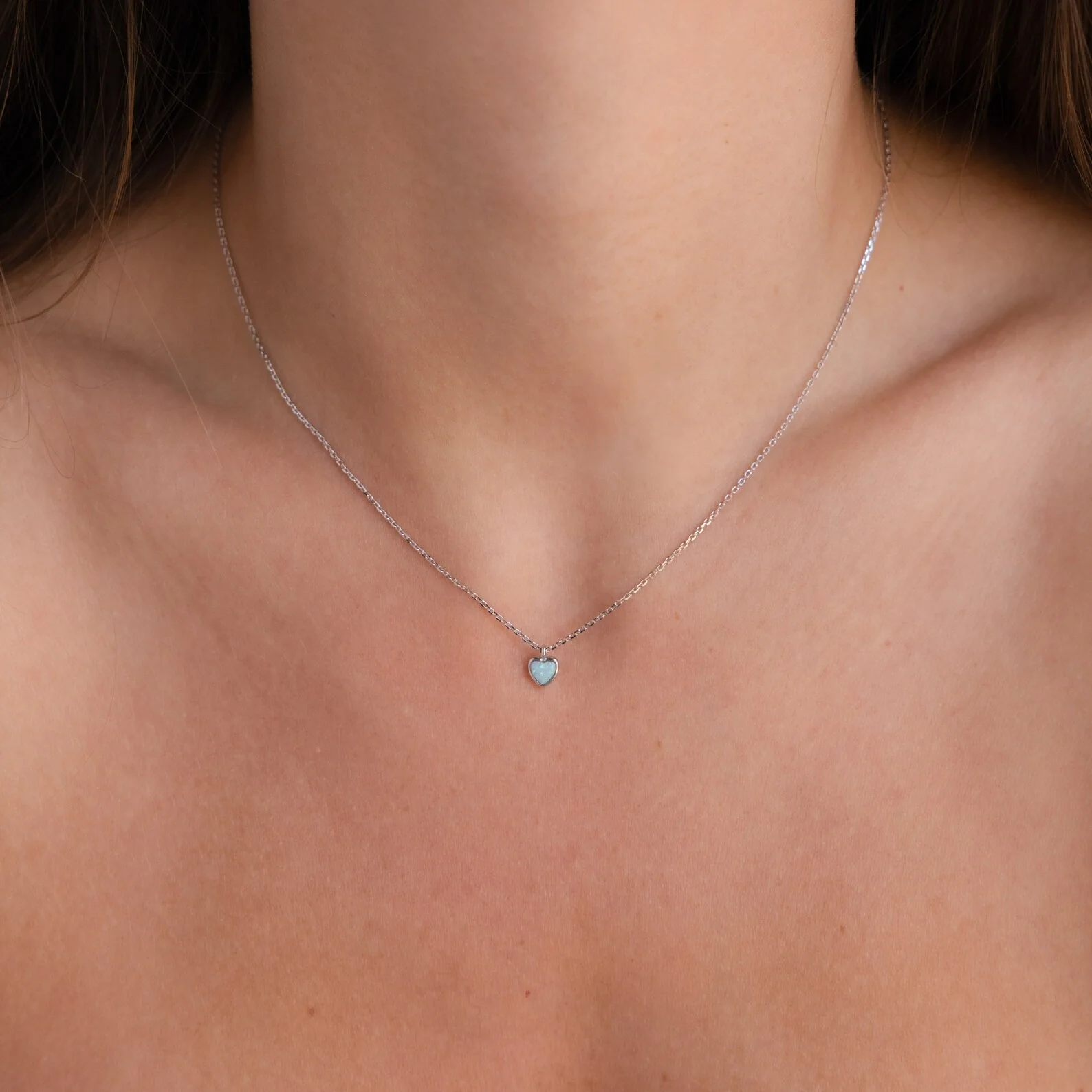 Tiny Opal Heart Necklace - Image 4