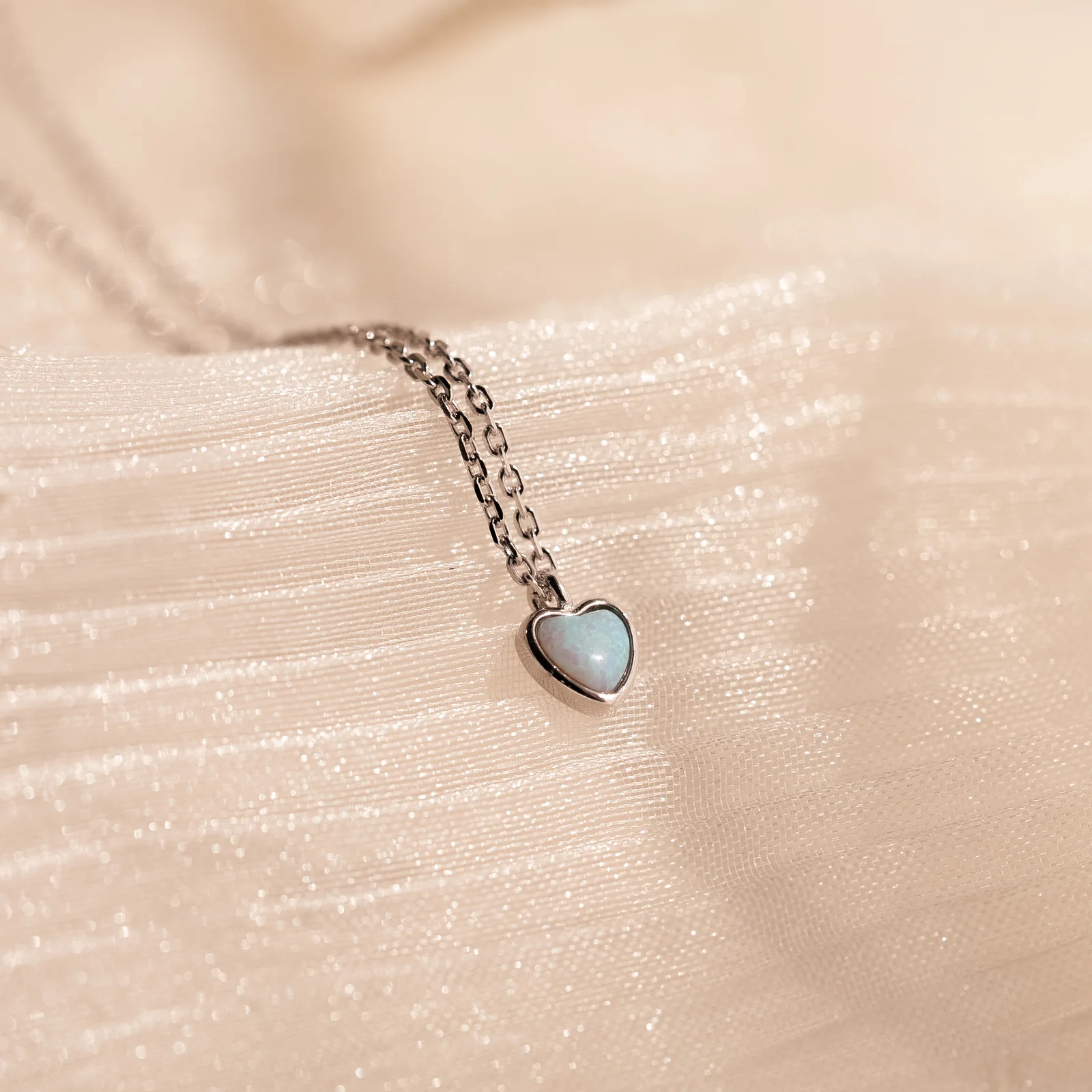 Tiny Opal Heart Necklace - Image 5