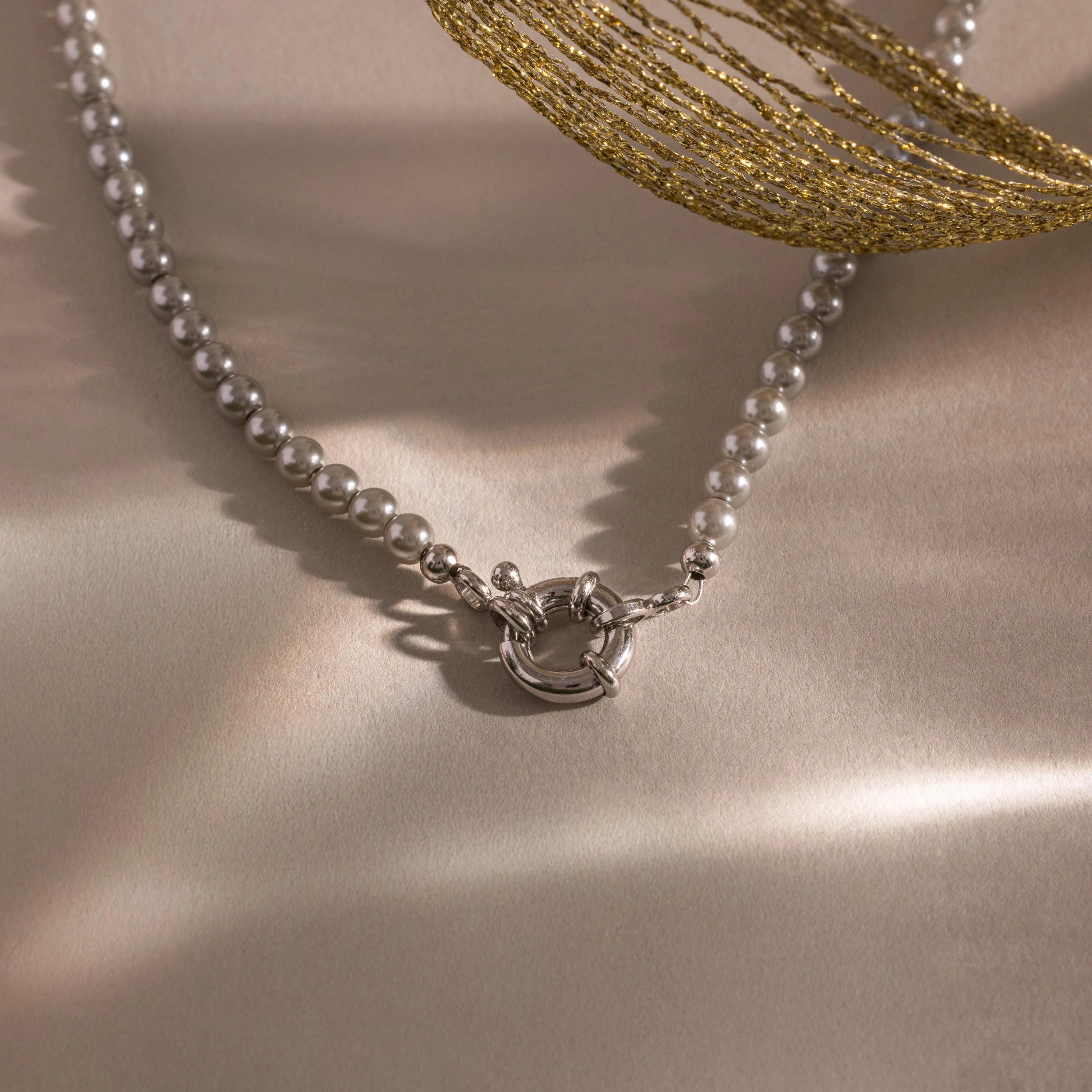 Grey Pearl Charm Necklace - Image 4