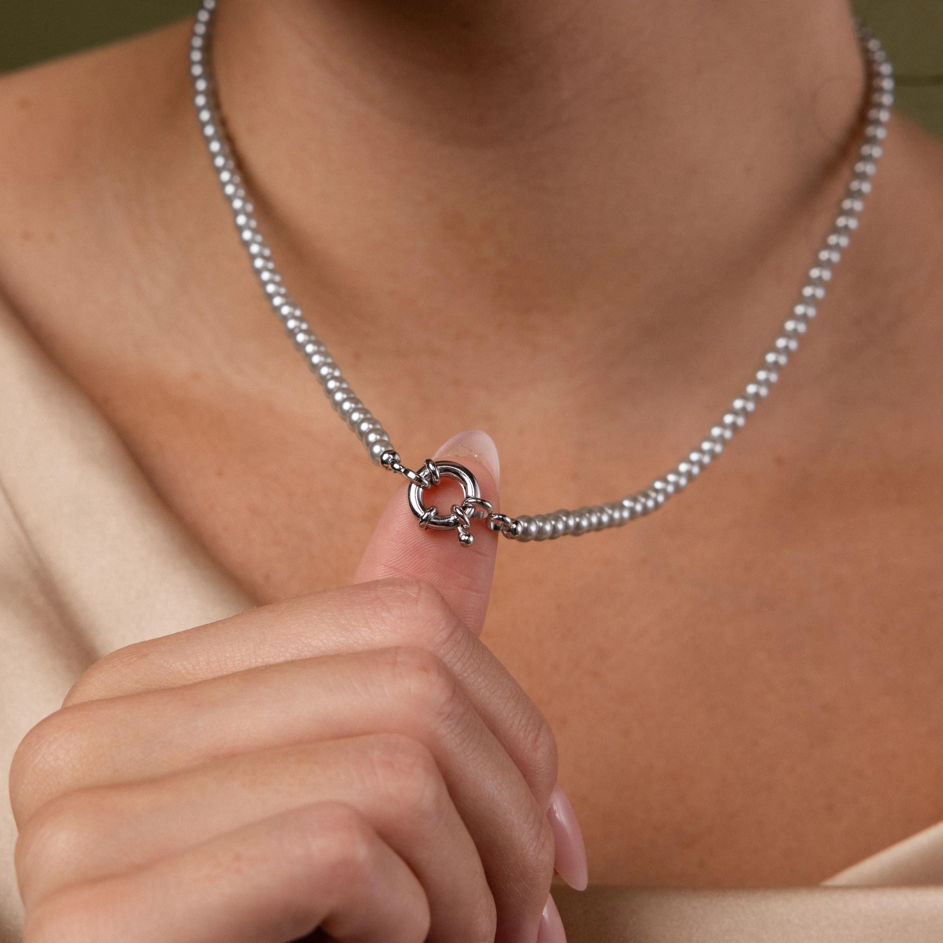 Grey Pearl Charm Necklace - Image 5