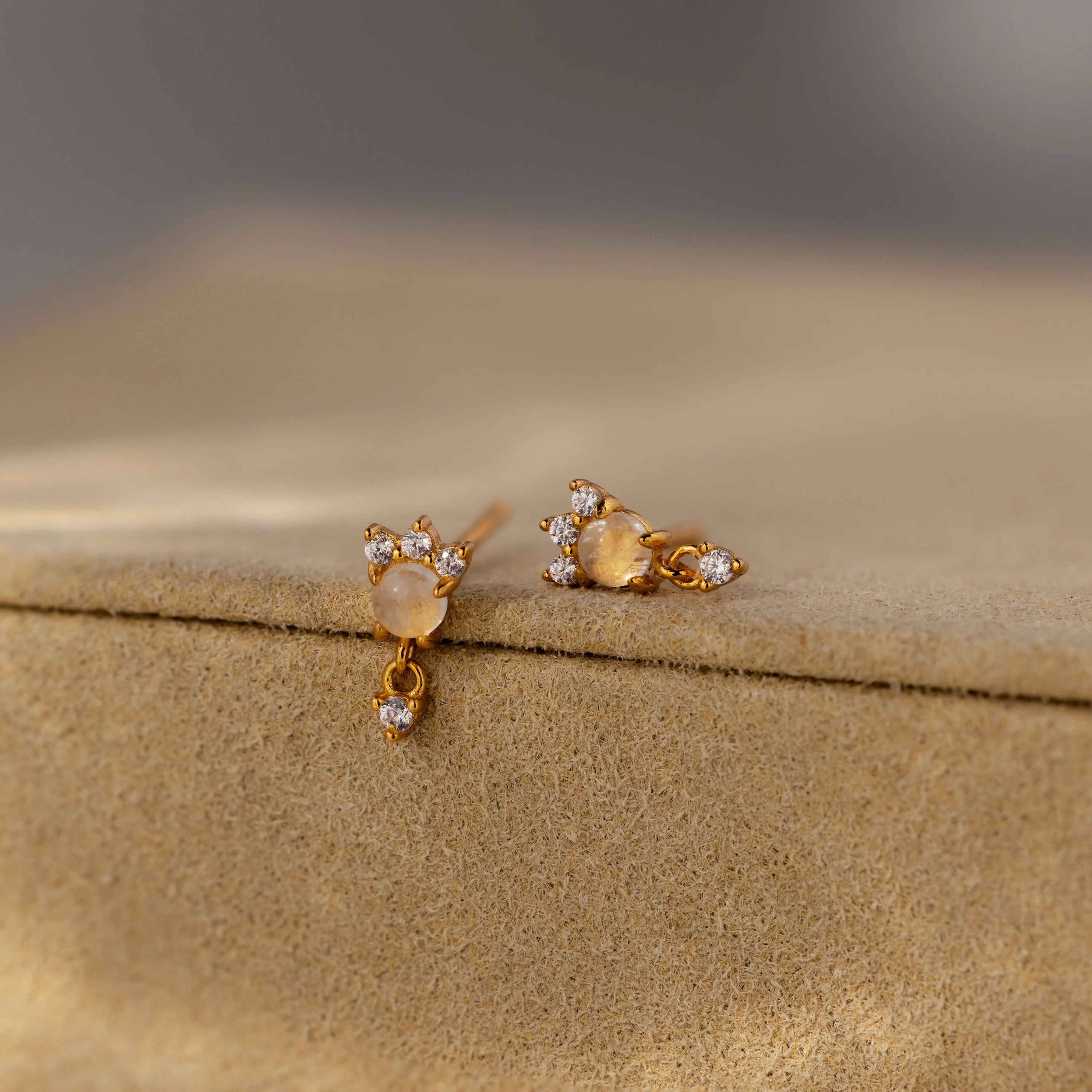 Halo Moonstone Drop Studs - Image 4