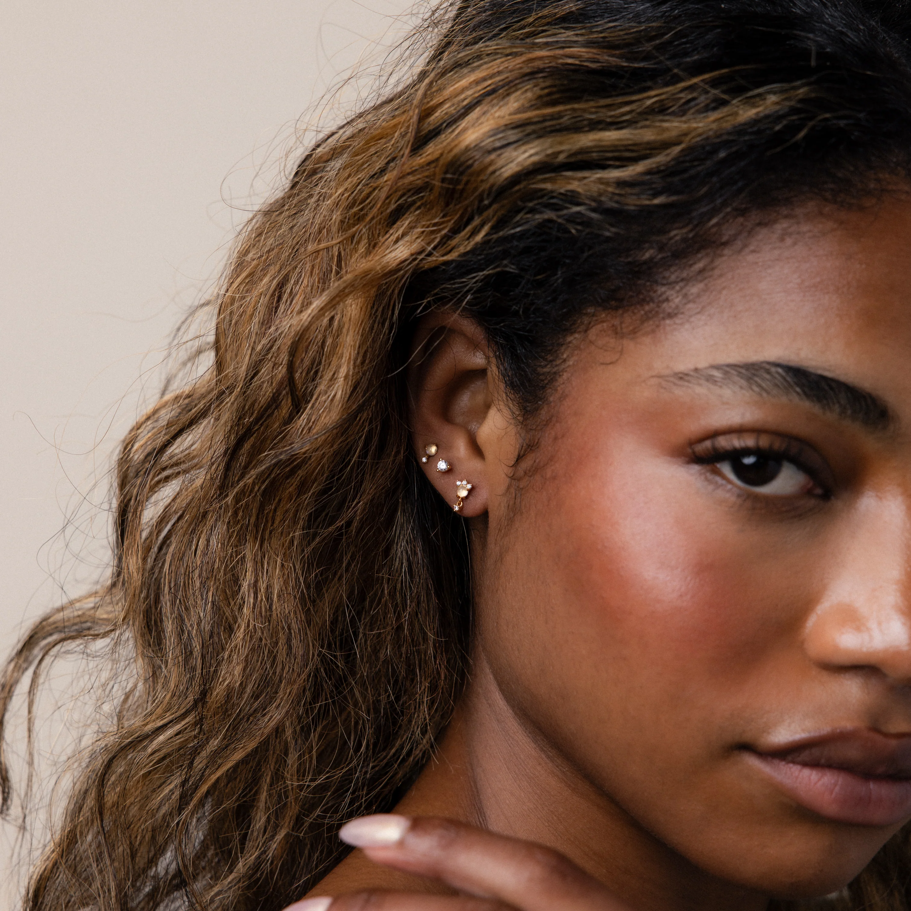 Halo Moonstone Drop Studs - Image 9