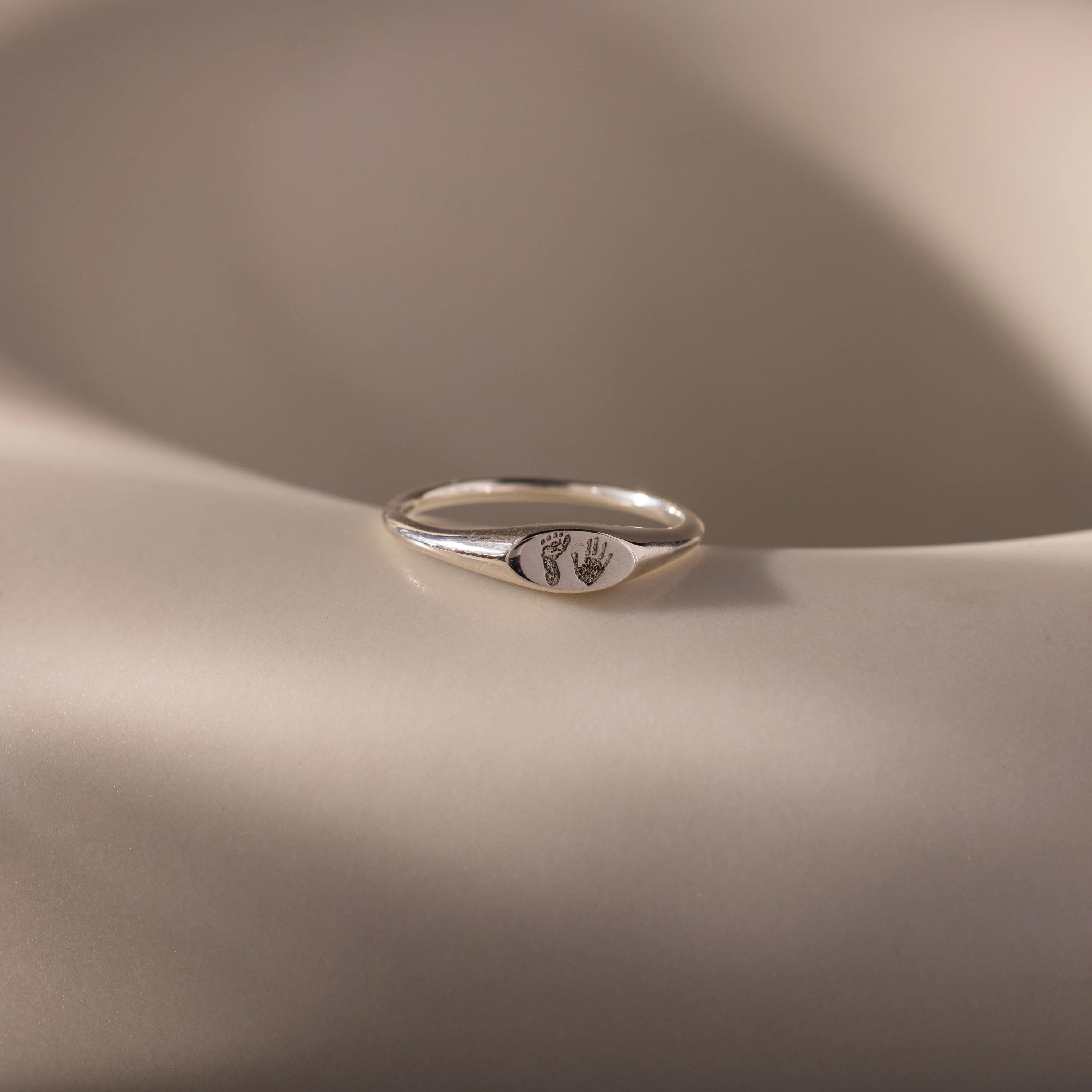 Hand & Footprint Signet Ring in Silver - Image 5