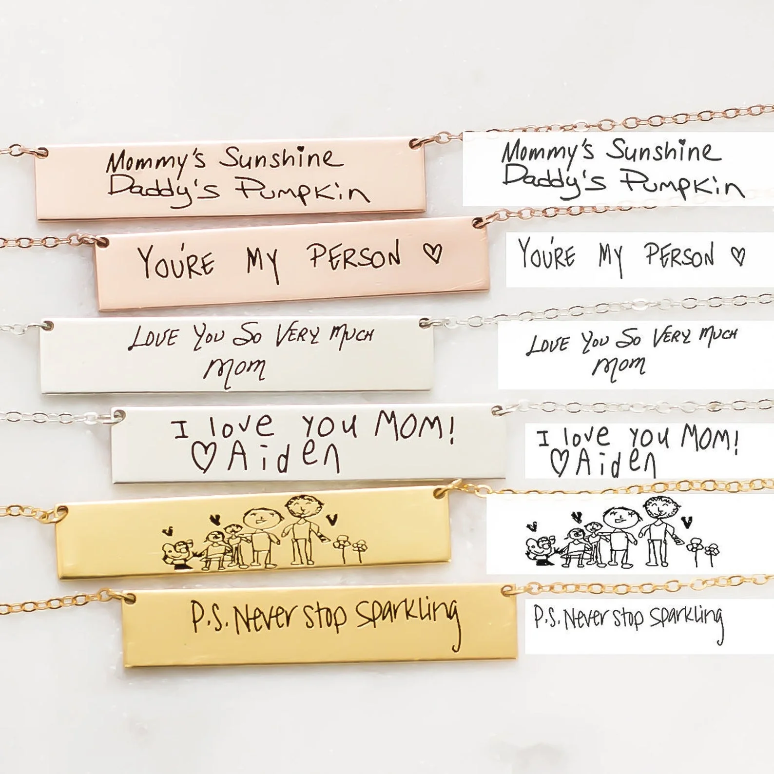 Handwriting Bar Necklace in 18K Gold - Image 4