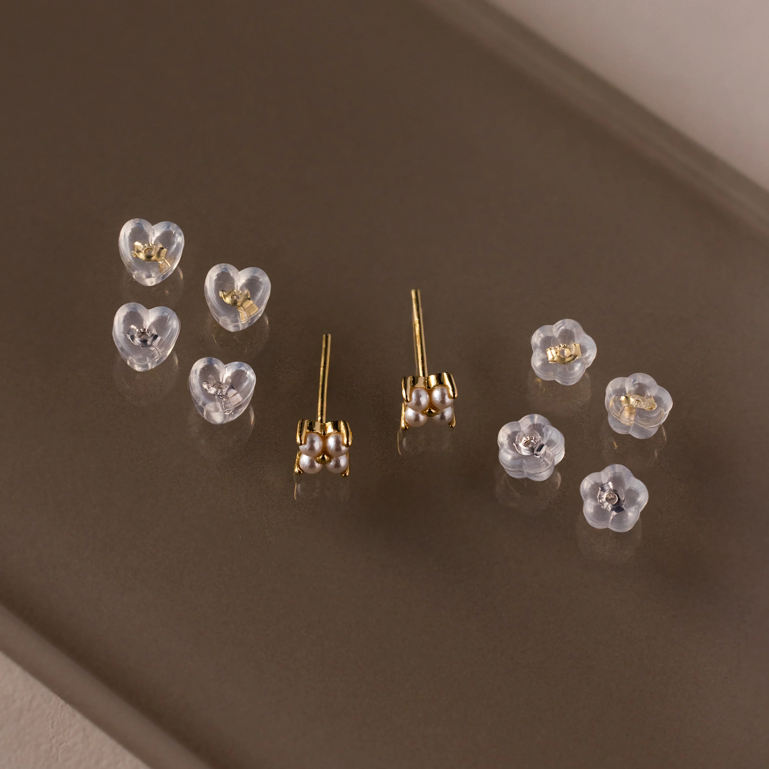 Heart & Flower Earring Backs in 18K Gold - Image 7