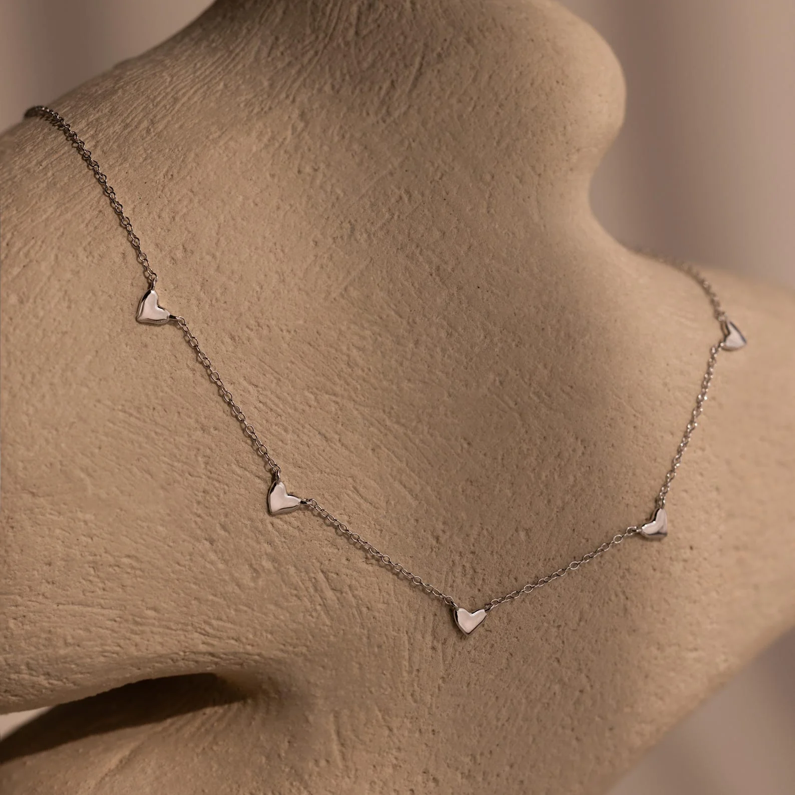Heart Station Necklace & Bracelet Set in Silver - Image 3