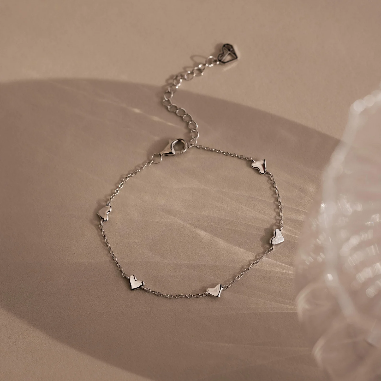 Heart Station Necklace & Bracelet Set in Silver - Image 5