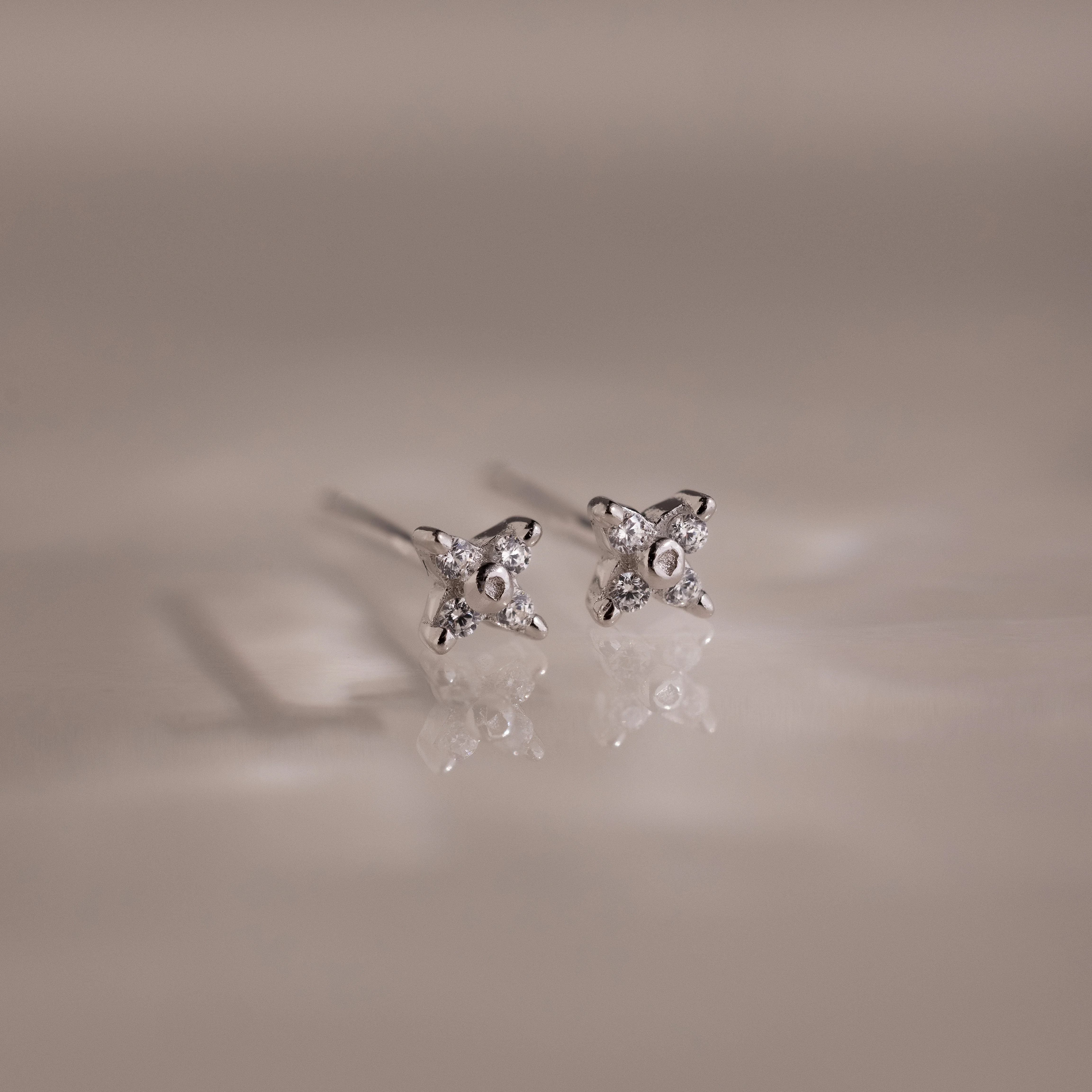 Hera Flower Studs in Silver