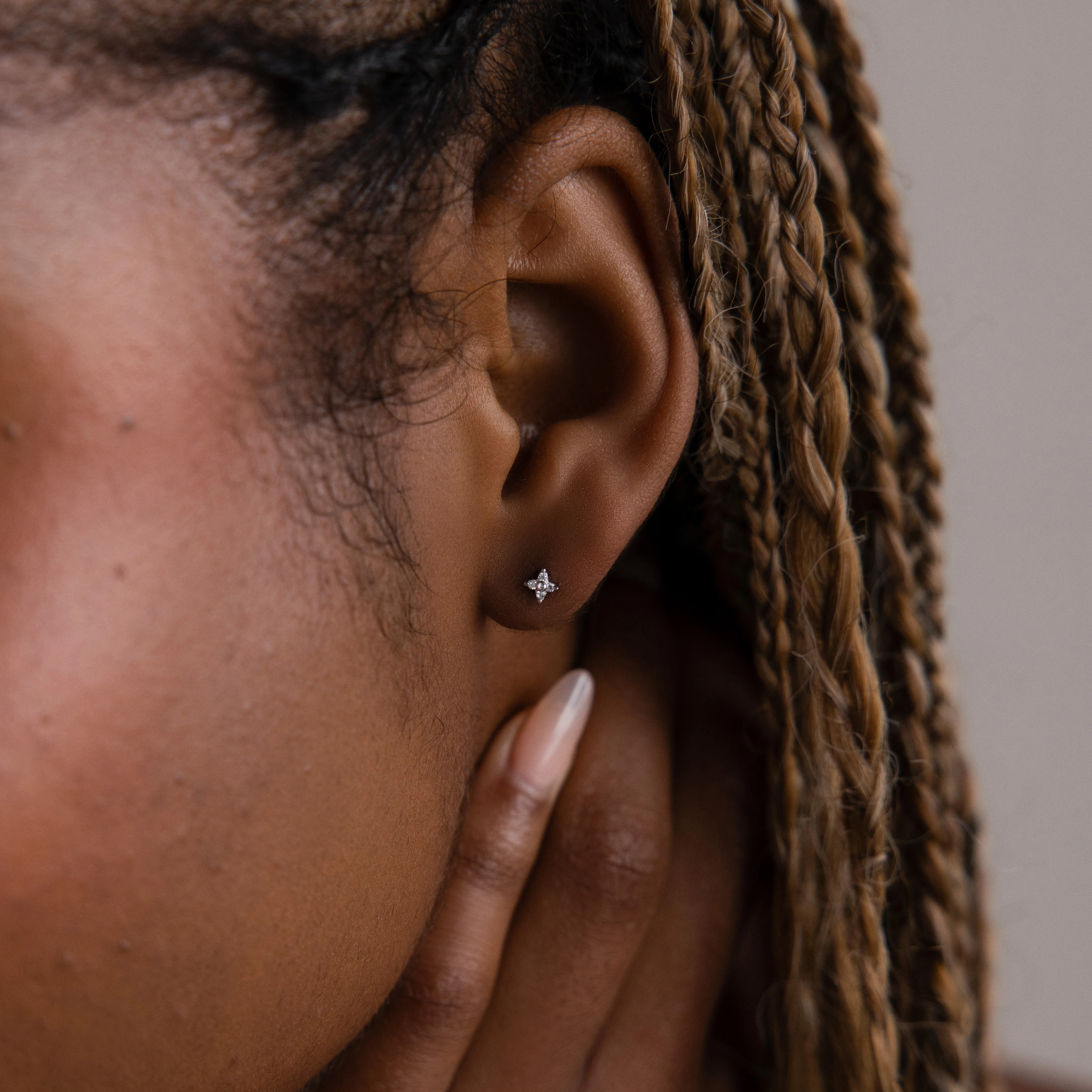 Hera Flower Studs in Silver - Image 2