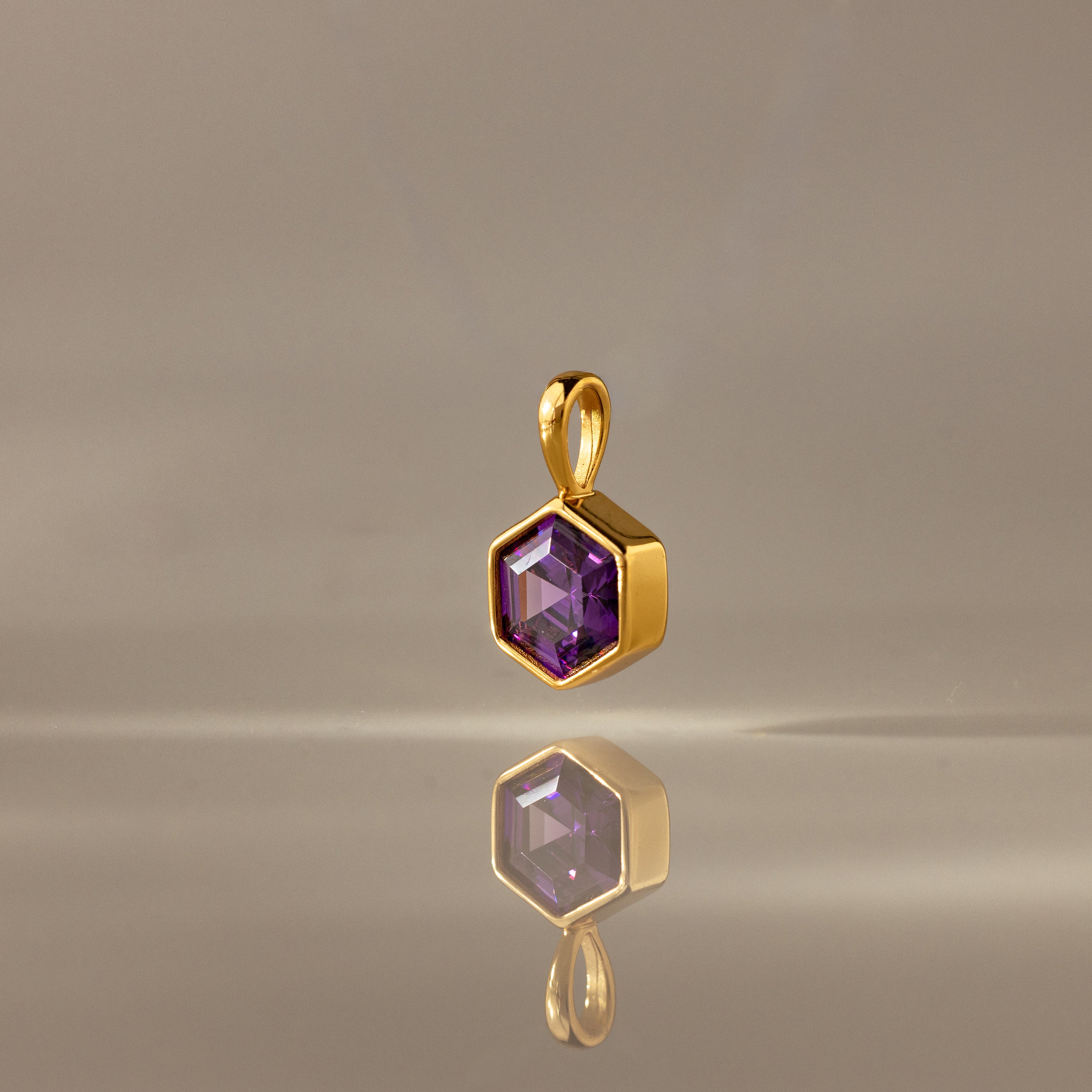 Hexagon Amethyst Charm