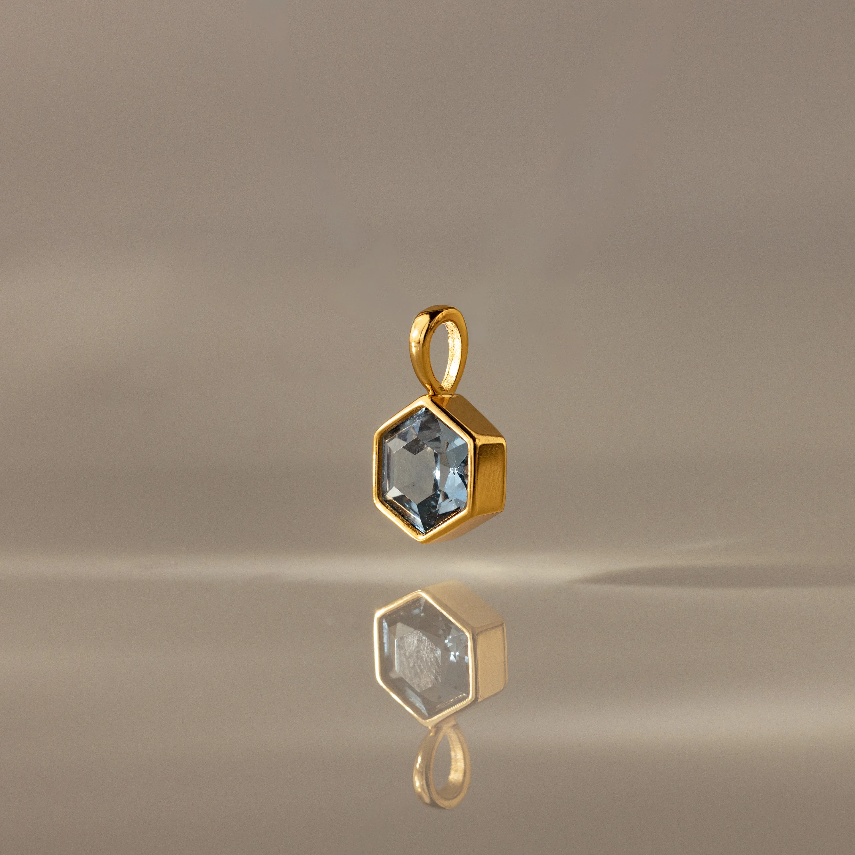 Hexagon Aquamarine Charm