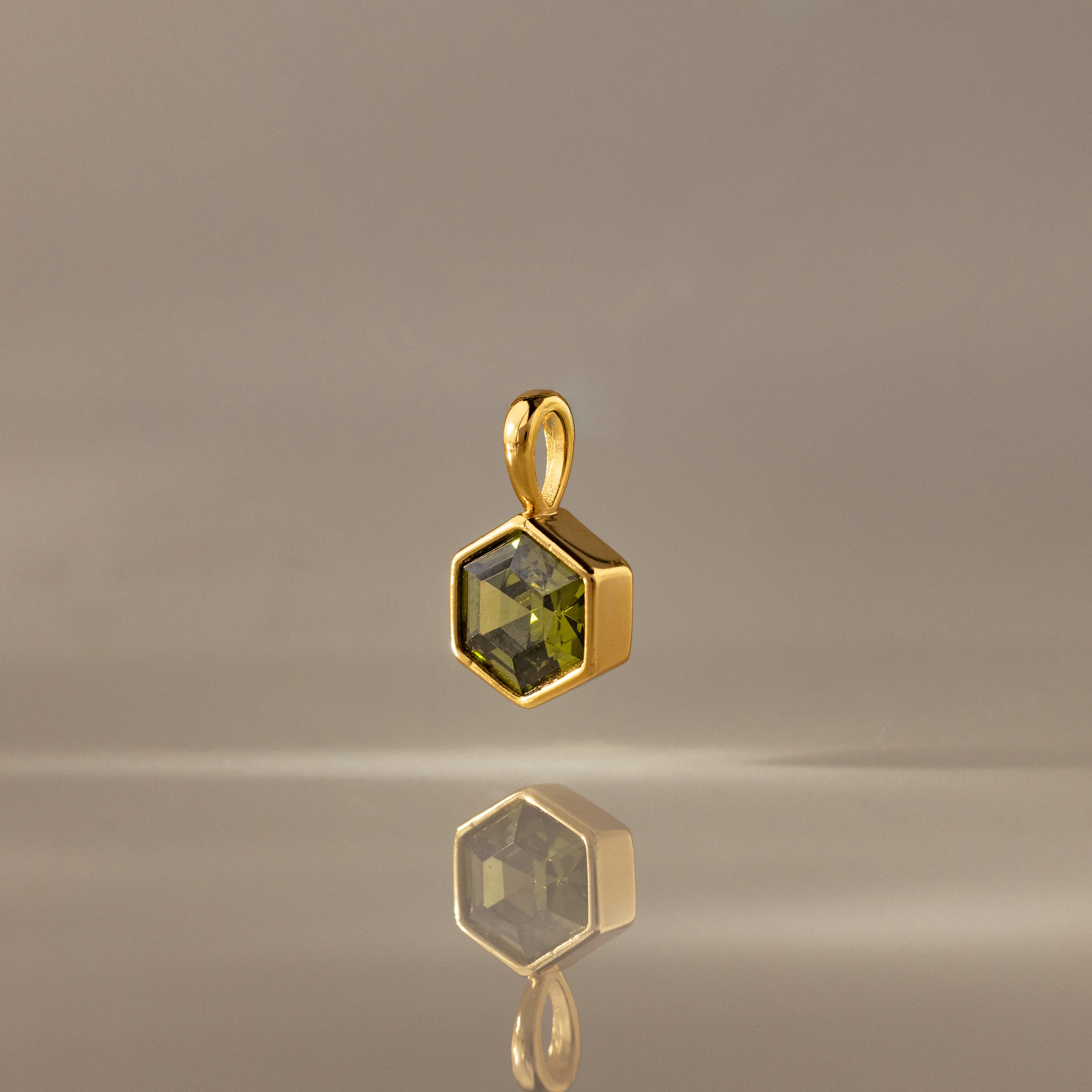 Hexagon Peridot Charm
