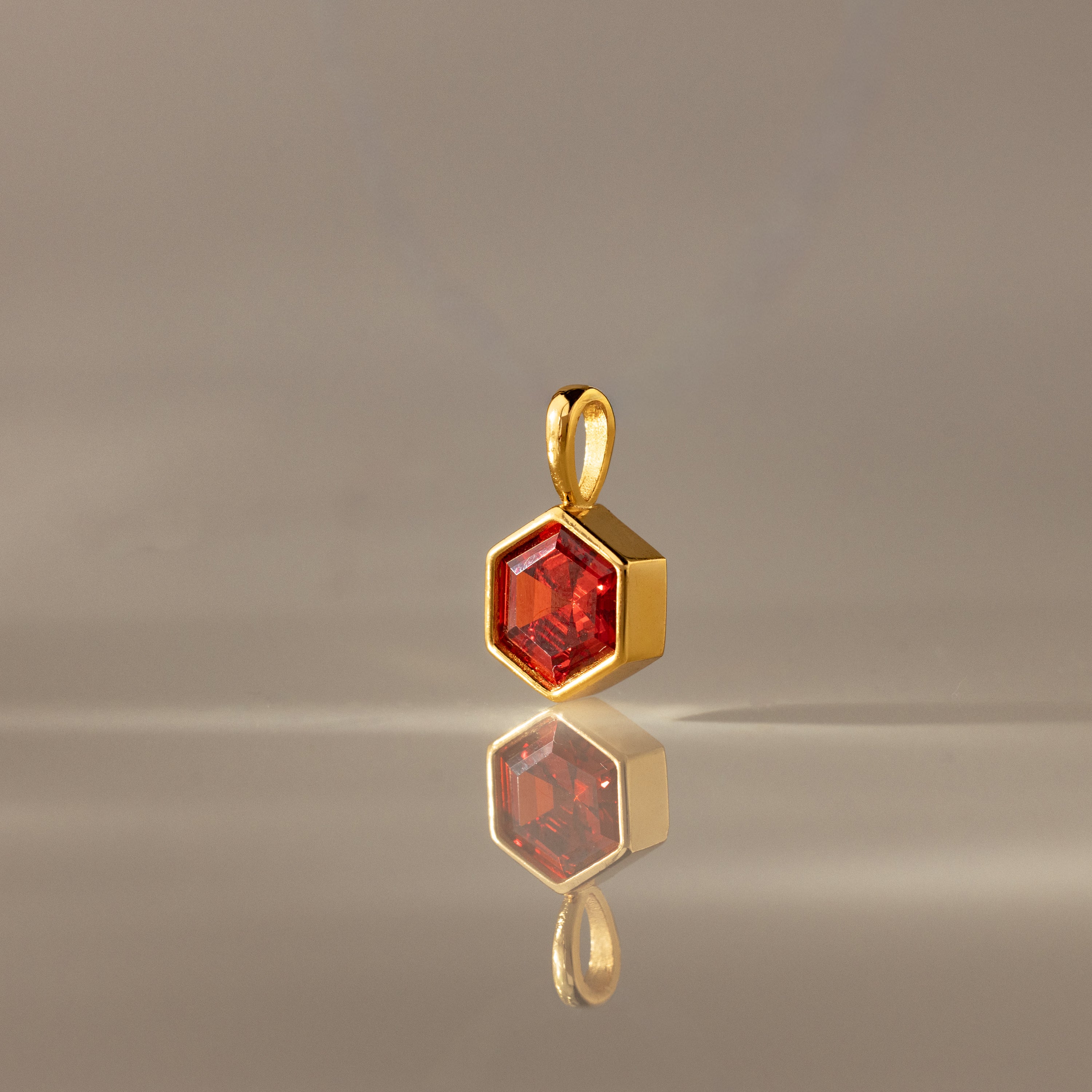 Hexagon Garnet Charm