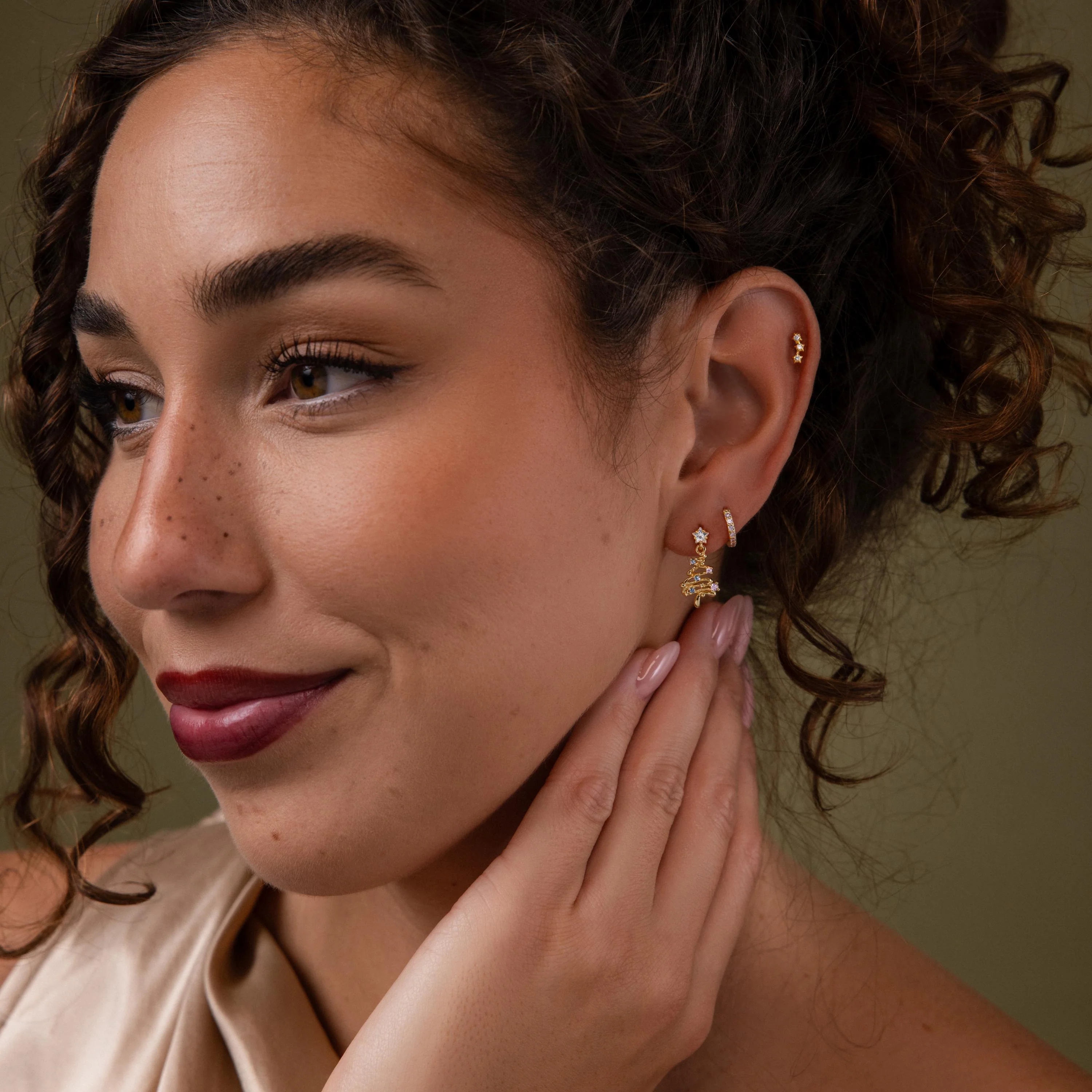 Holiday Diamond Tree Studs in 18K Gold - Image 4