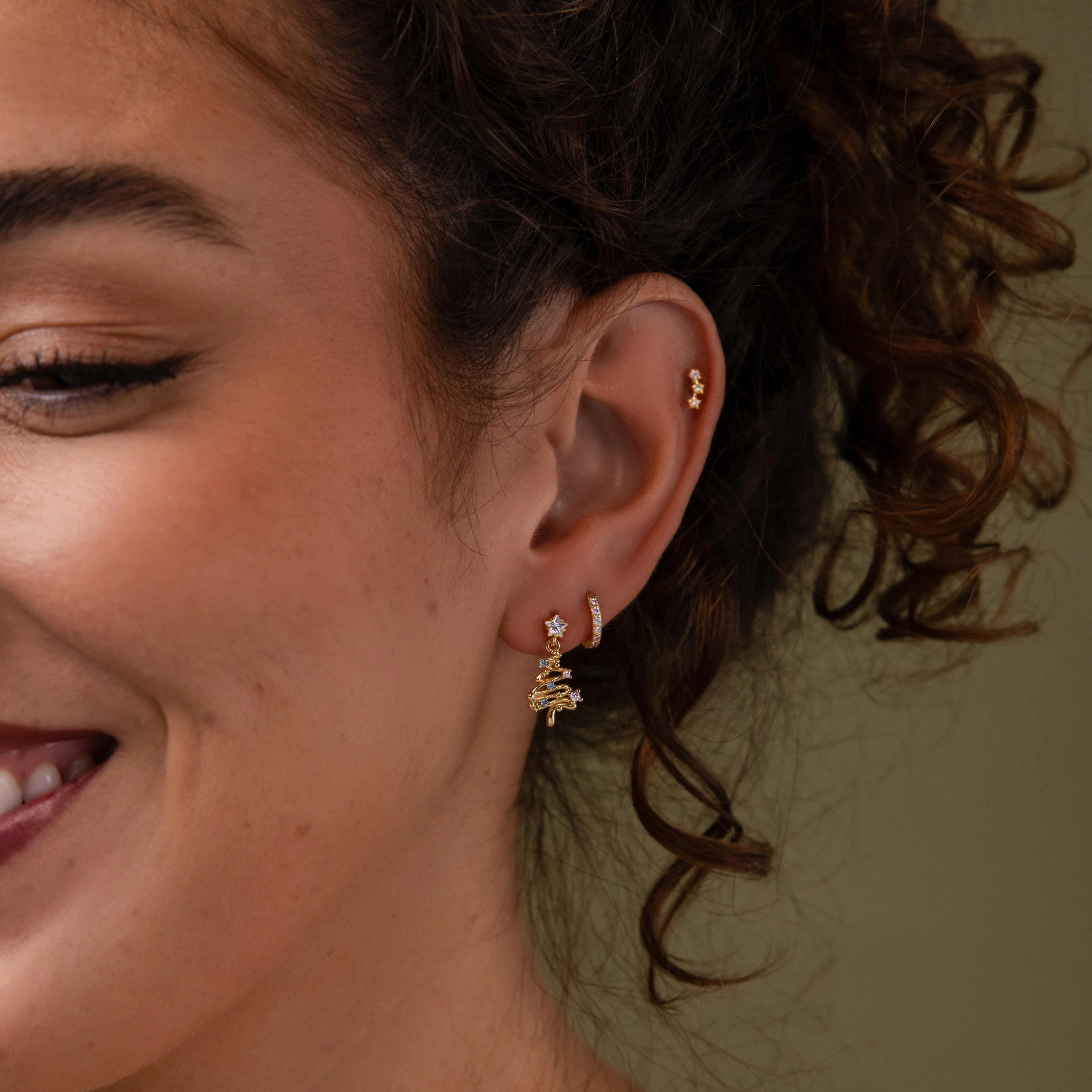 Holiday Diamond Tree Studs in 18K Gold - Image 6
