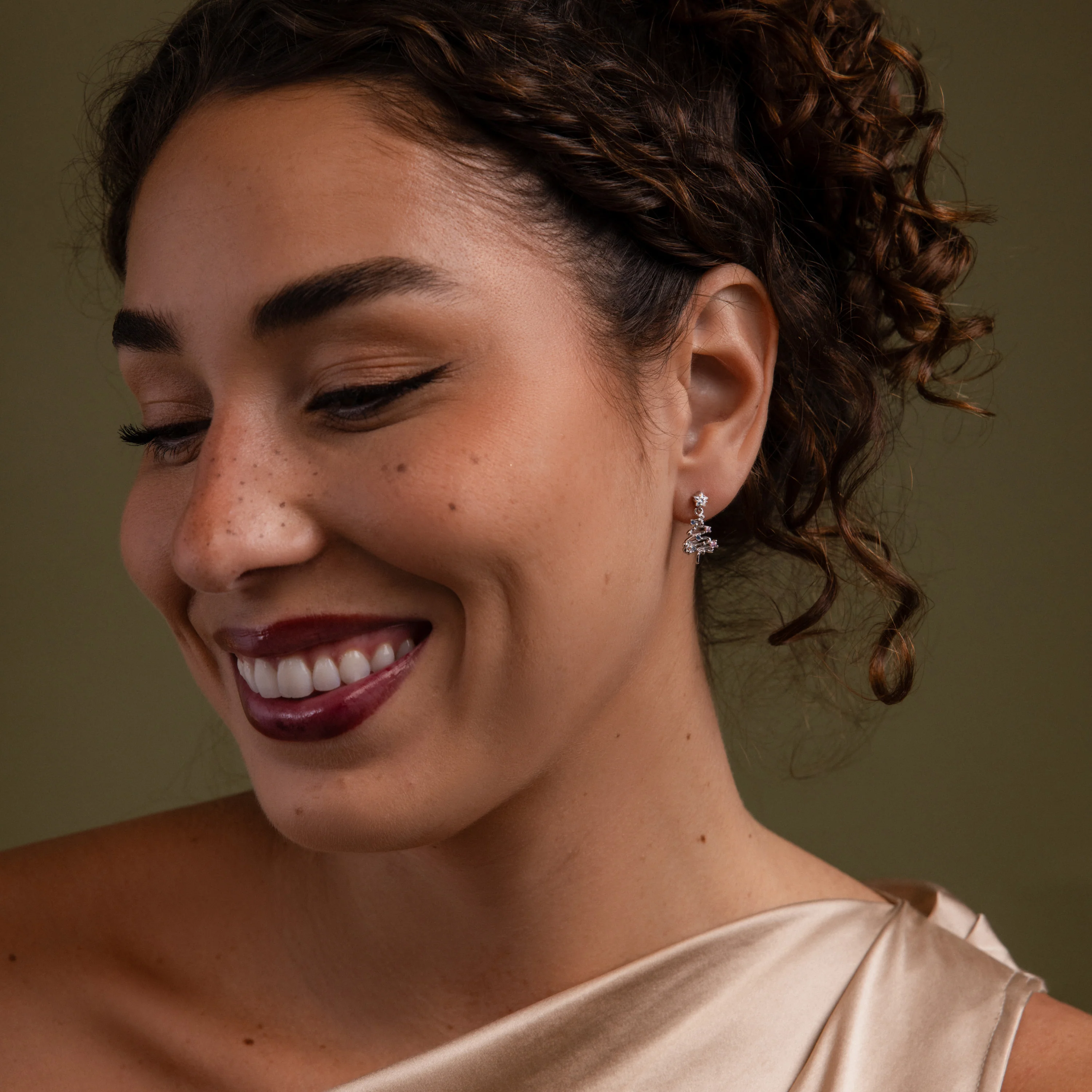 Holiday Diamond Tree Studs in Silver - Image 4