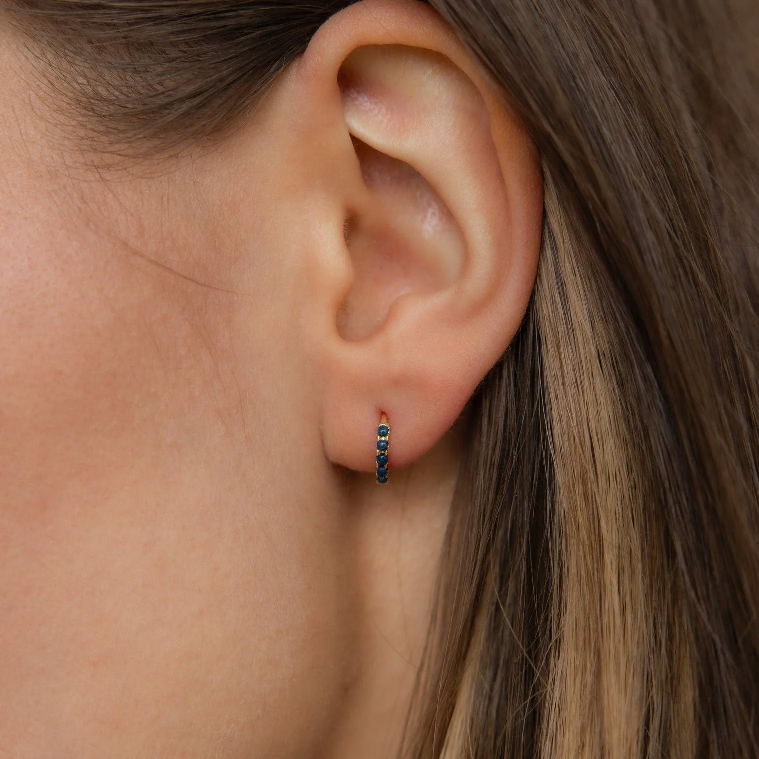 Indigo Blue Opal Huggies - Image 2
