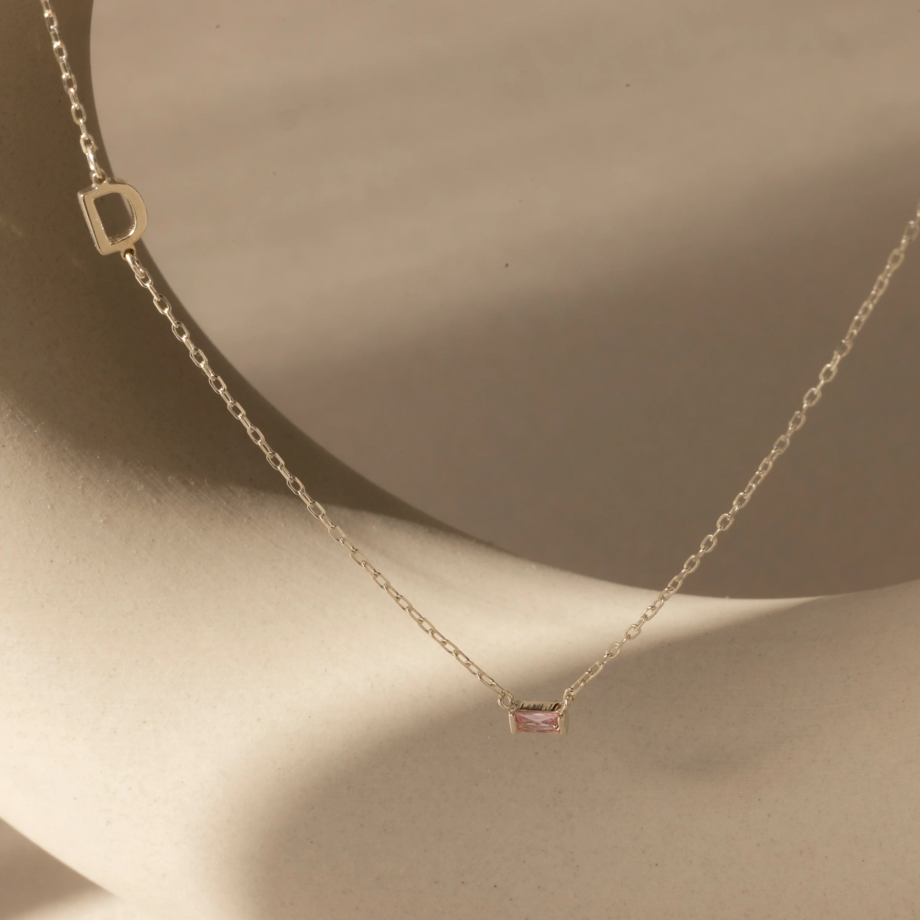 Initial Baguette Birthstone Necklace - Image 4