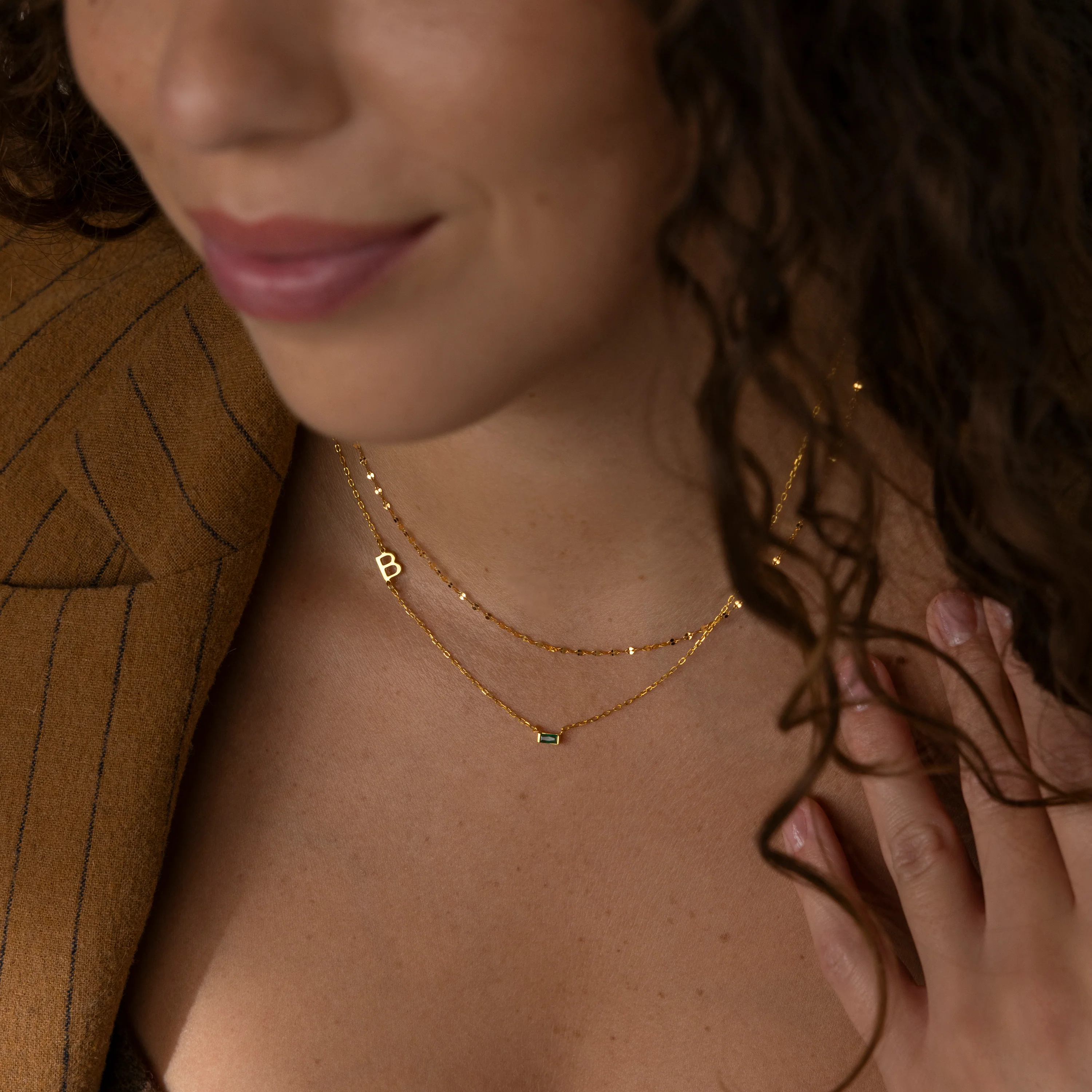 Initial Baguette Birthstone Necklace - Image 6
