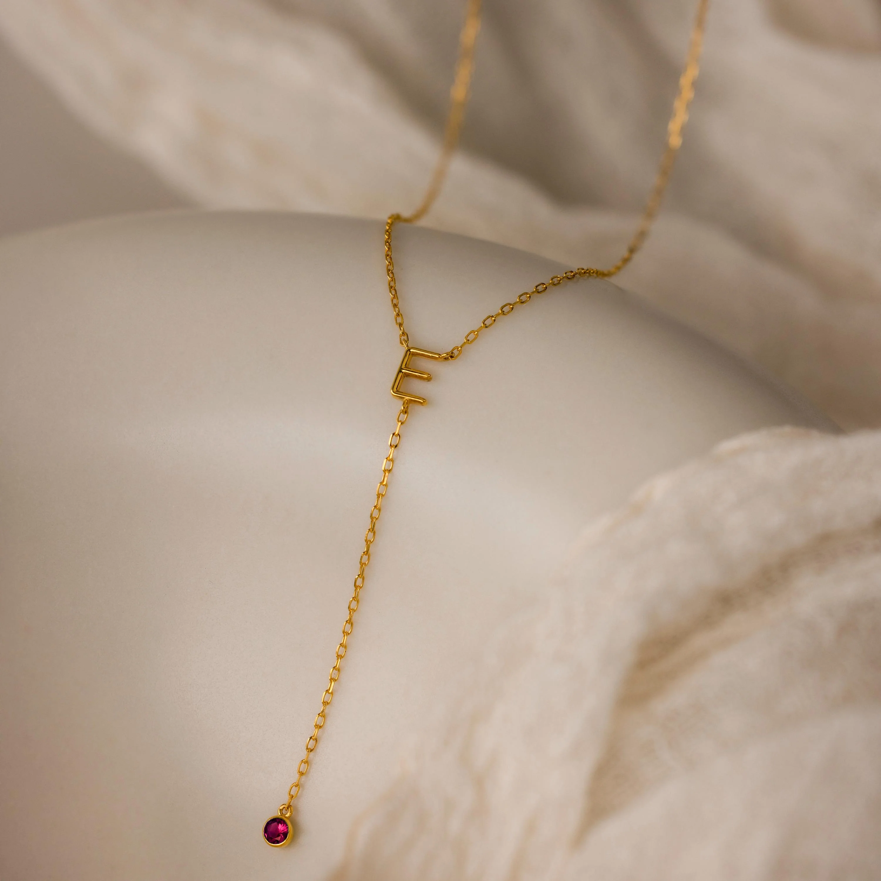 Initial Birthstone Lariat Necklace - Image 2