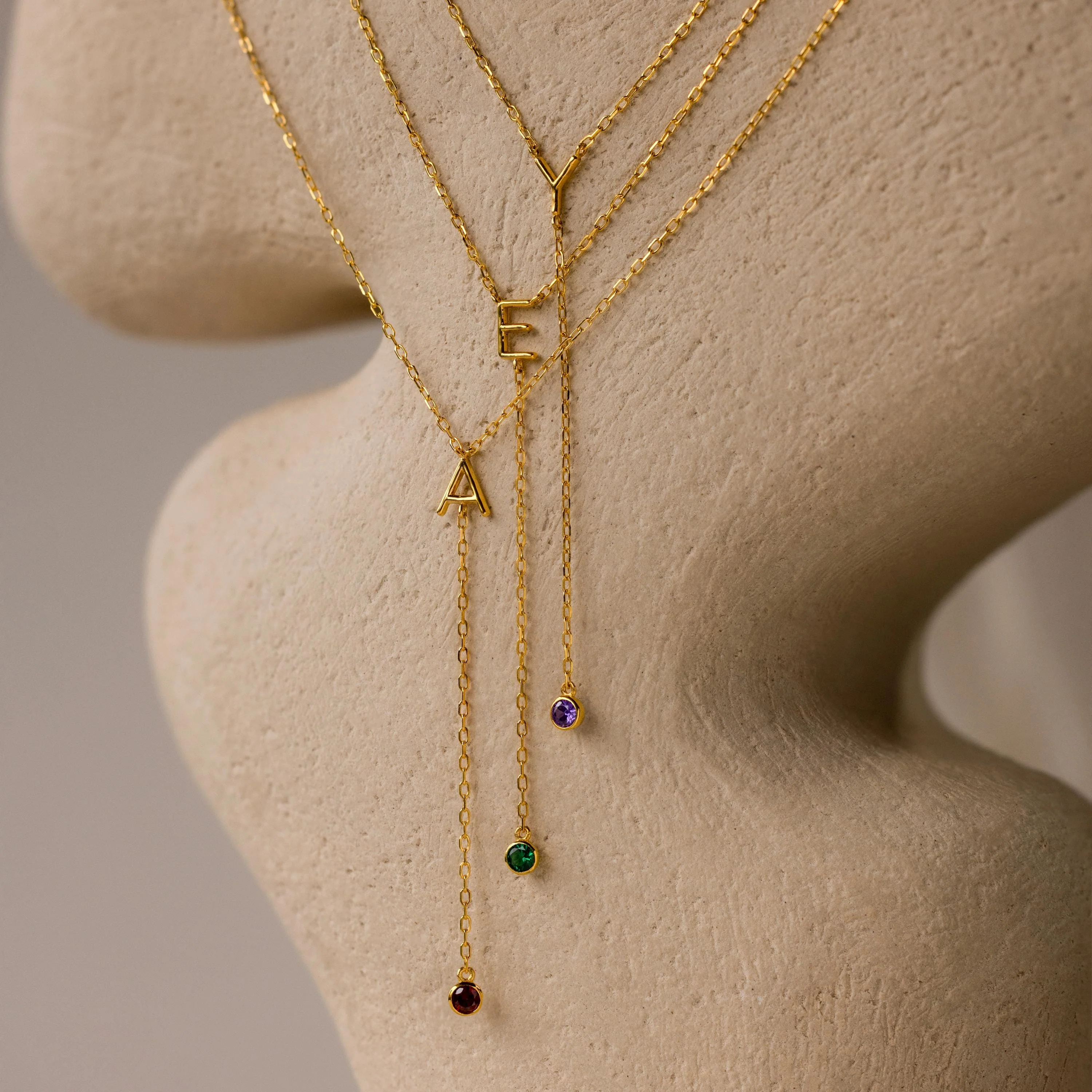 Initial Birthstone Lariat Necklace - Image 3