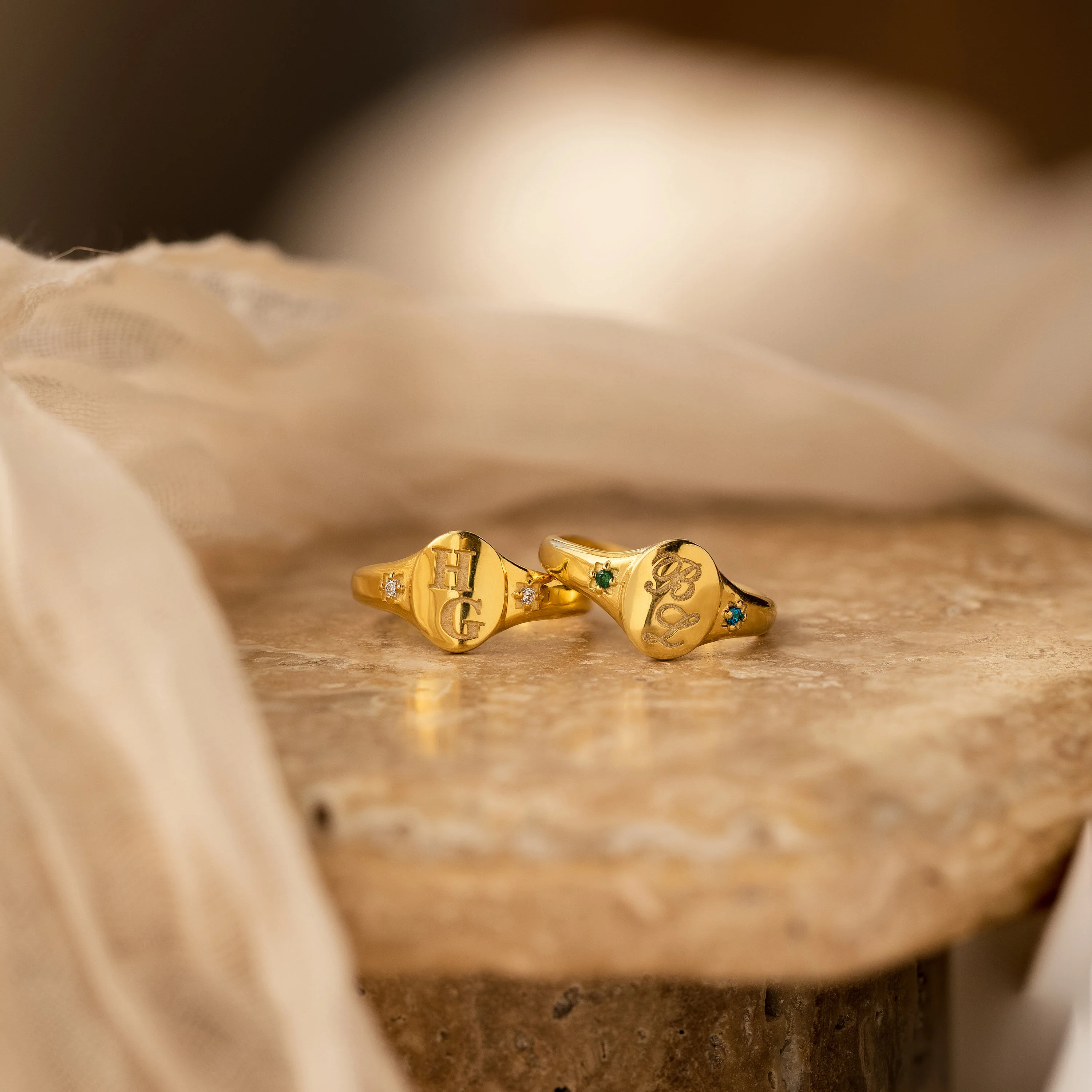 Initial Birthstone Signet Ring - Image 4