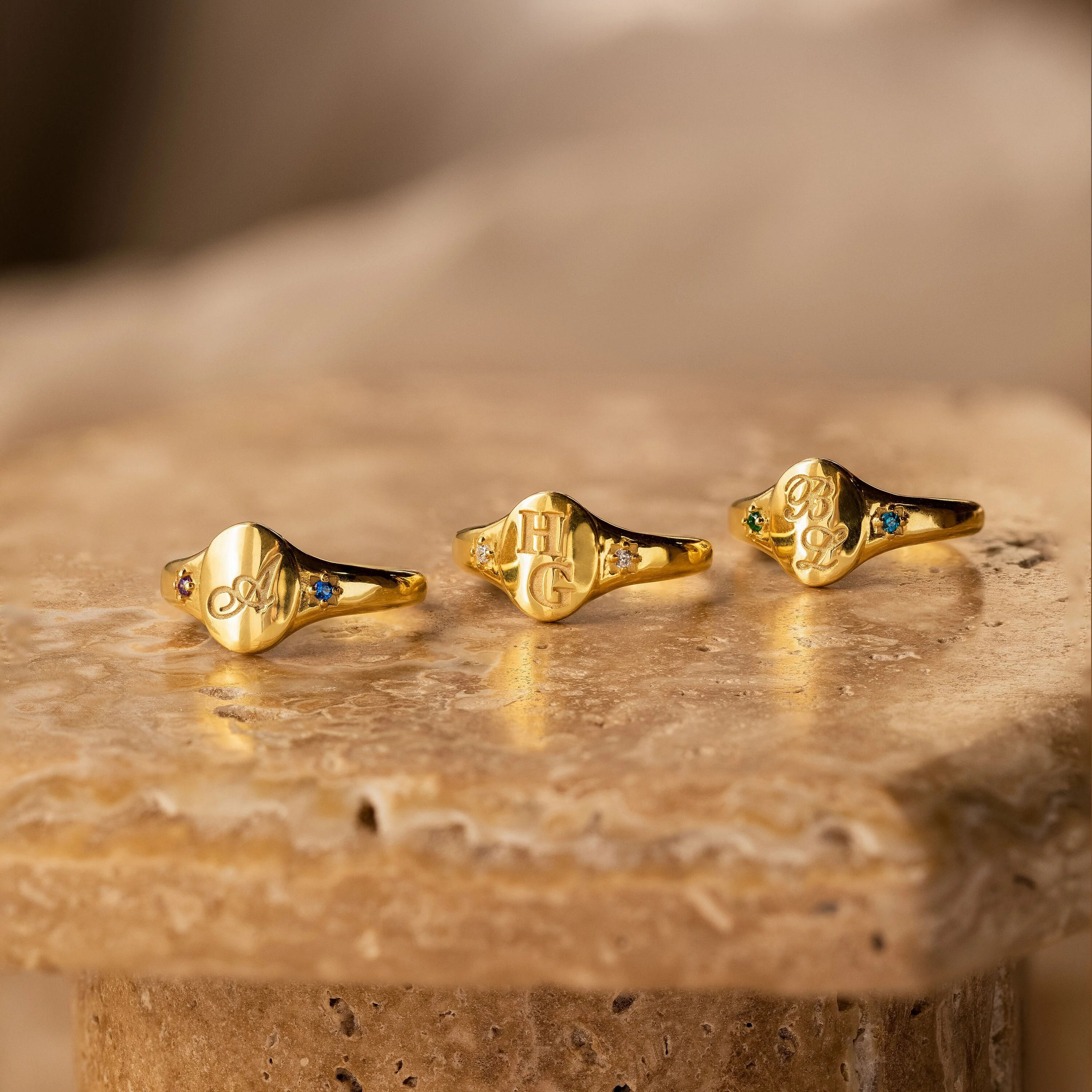 Initial Birthstone Signet Ring - Image 6