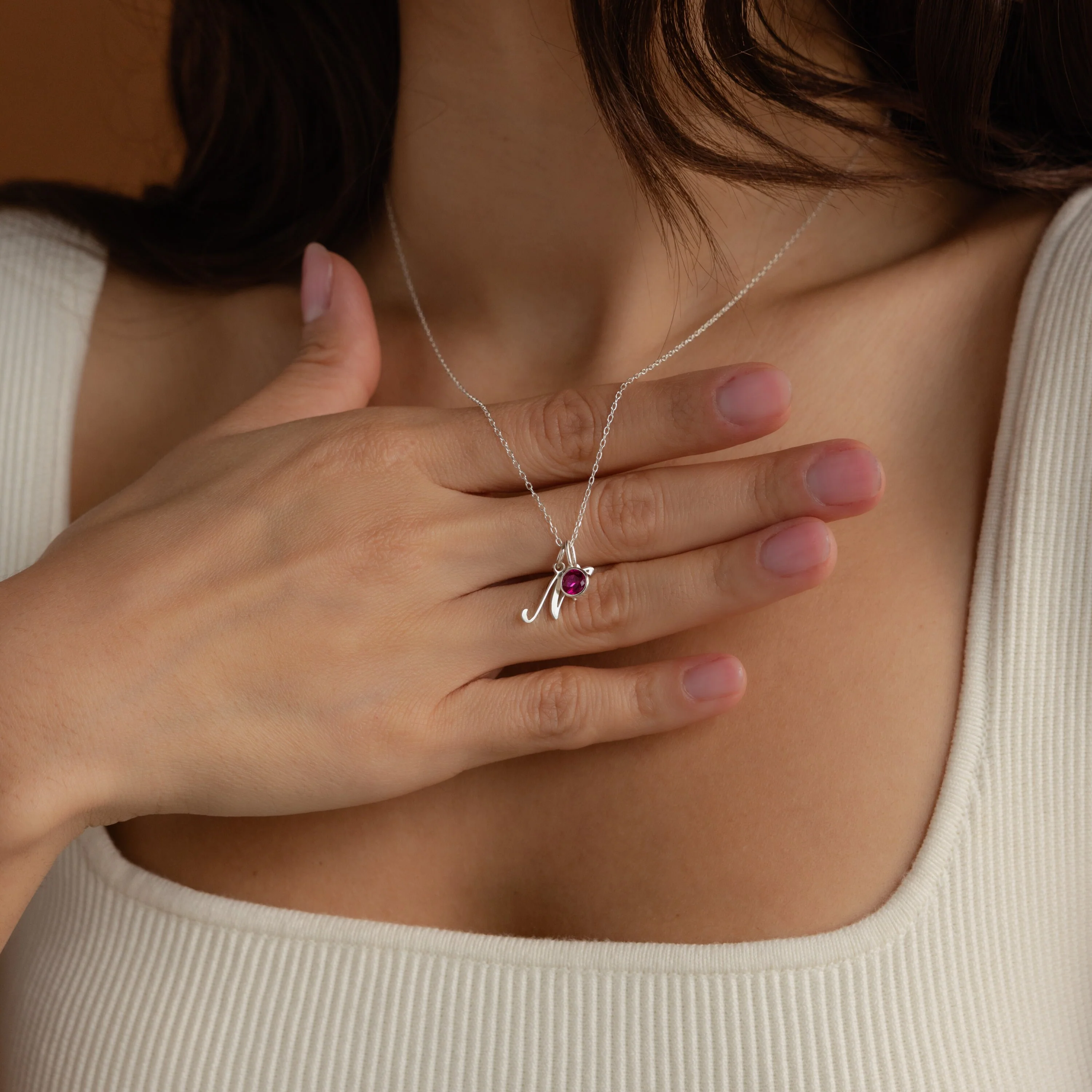 Initial Heart Birthstone Necklace - Image 4