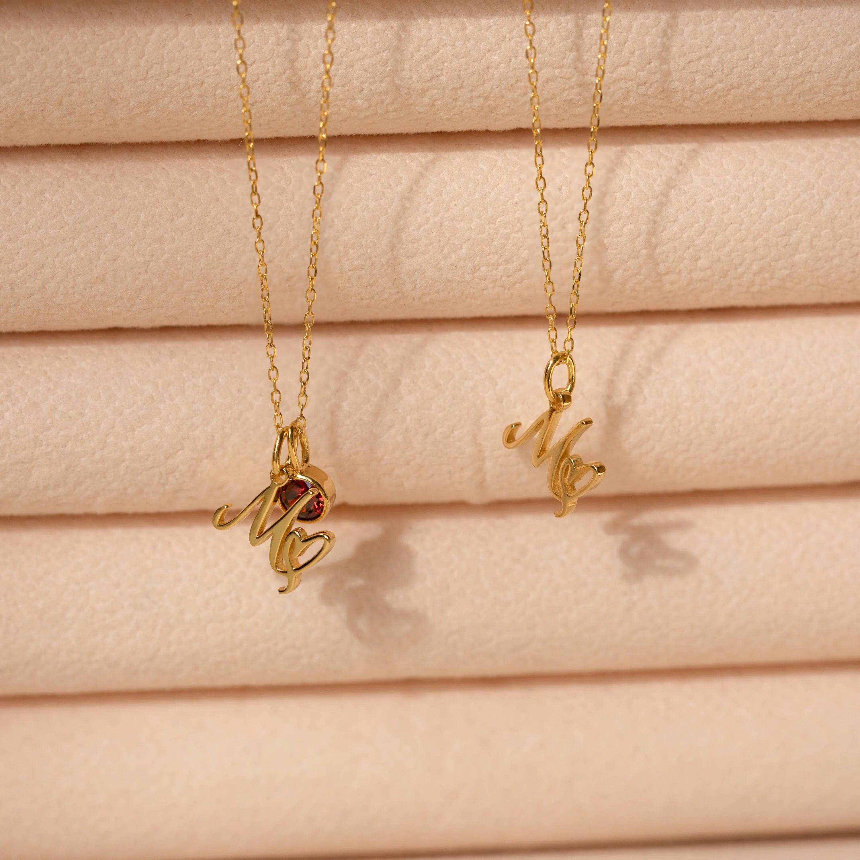 Initial Heart Birthstone Necklace - Image 7