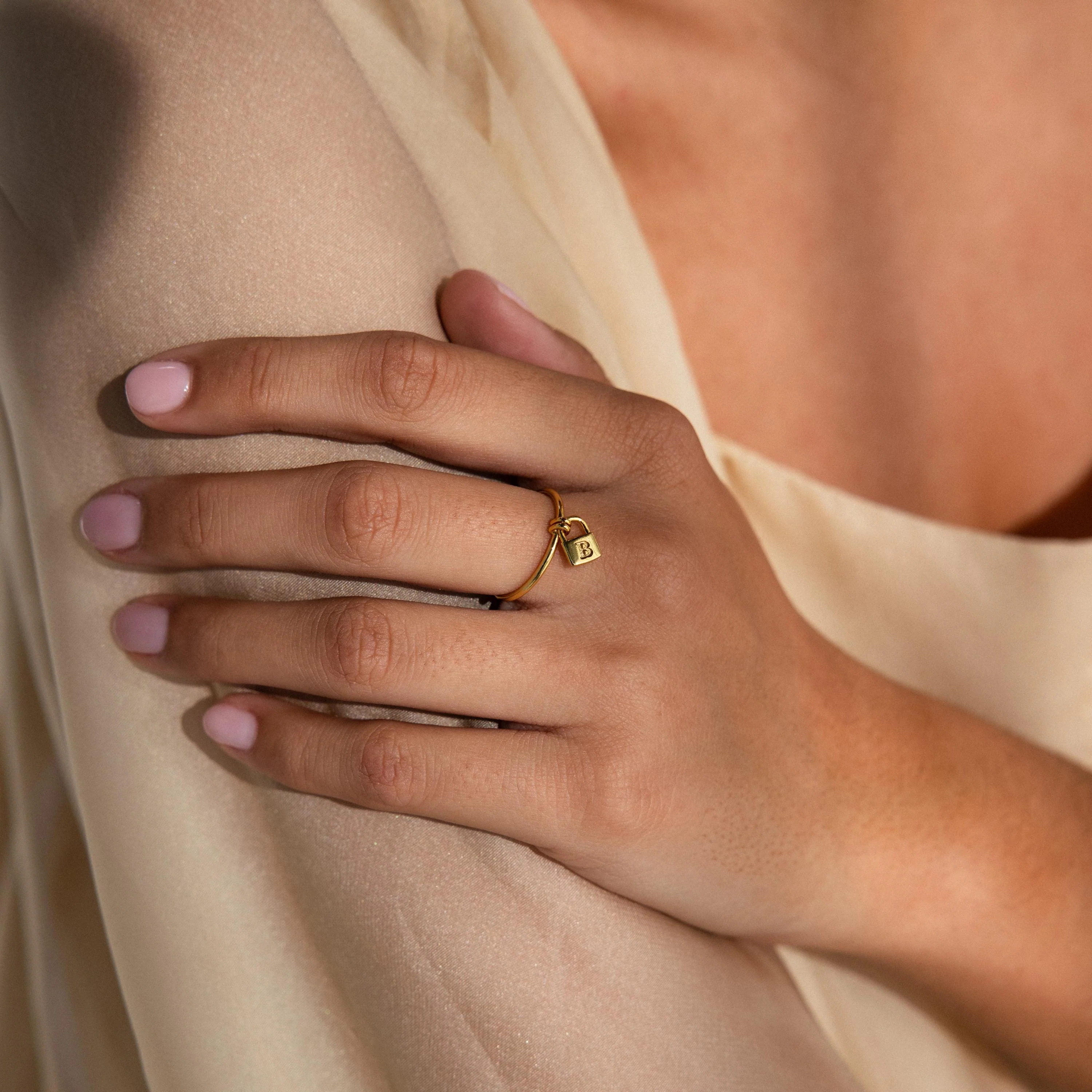 Initial Padlock Drop Ring - Image 4