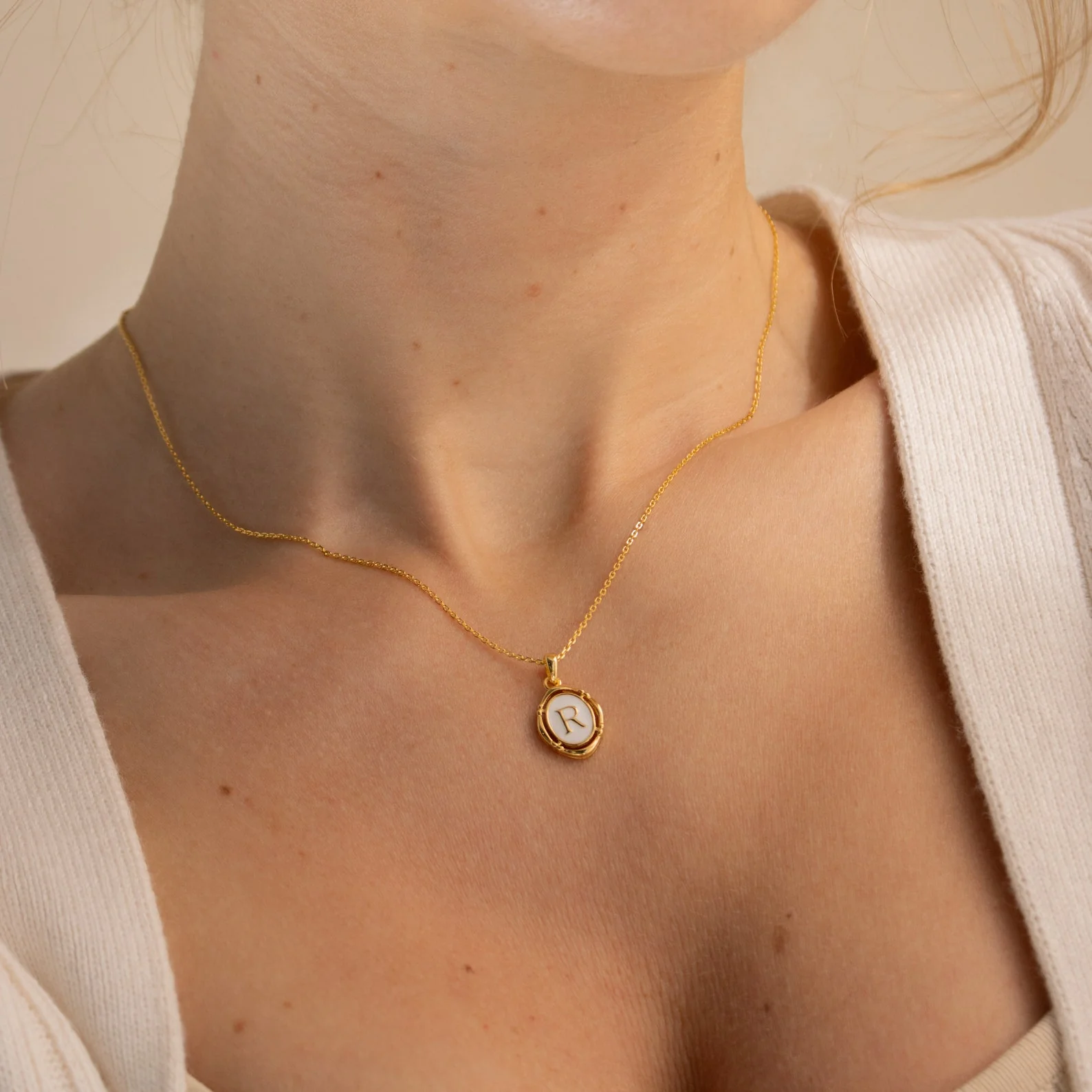 Initial Pendant Necklace in 18K Gold - Image 3