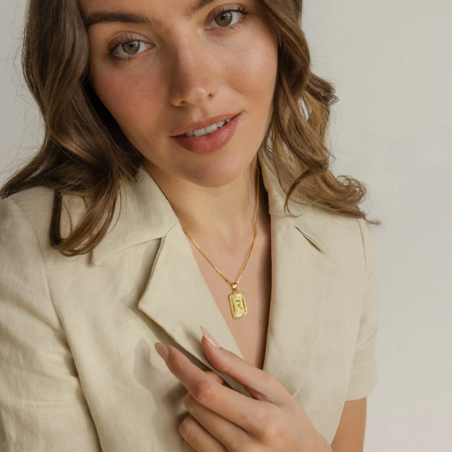 Initial Rectangle Pendant Necklace - Image 7