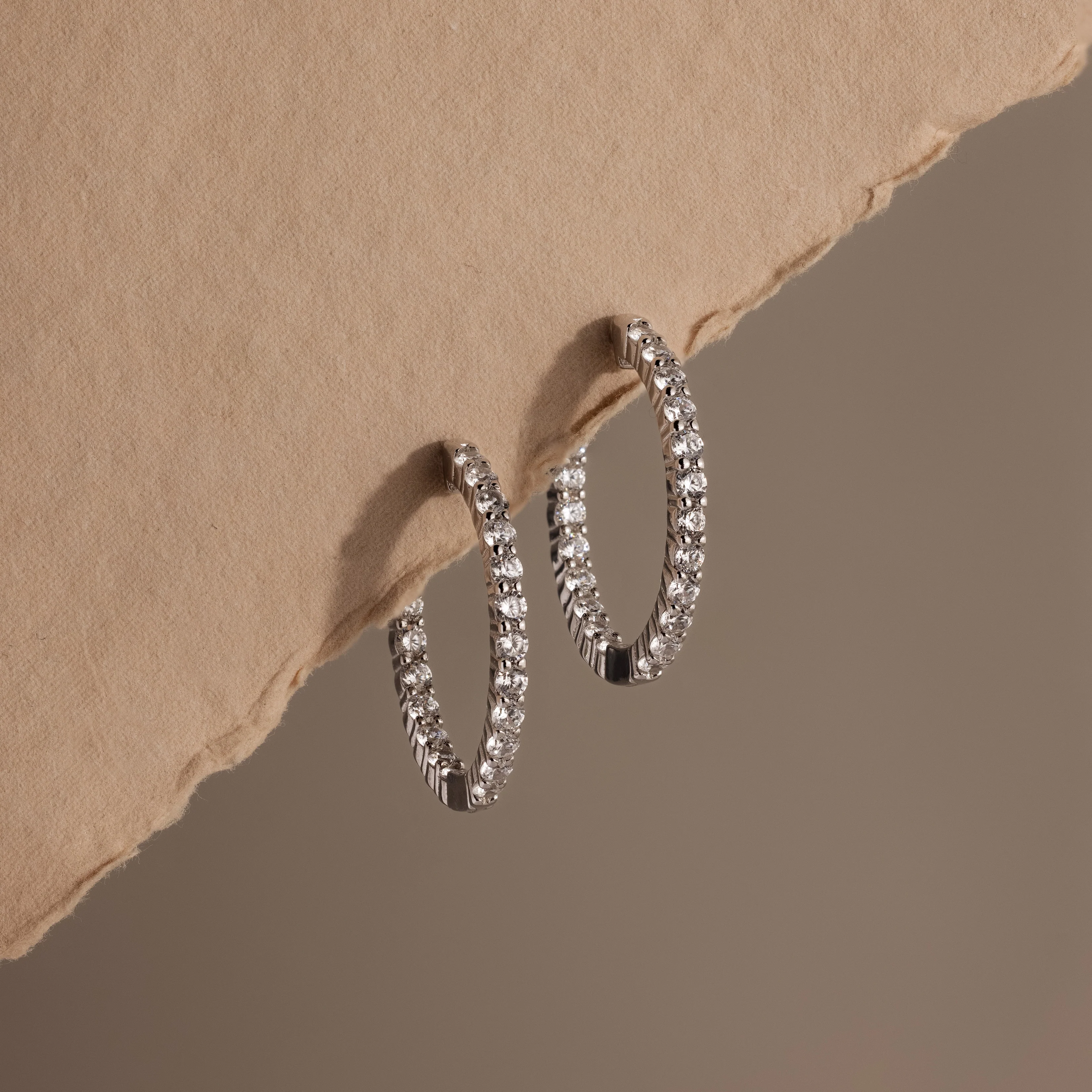 Inside Out Diamond Hoops in Silver