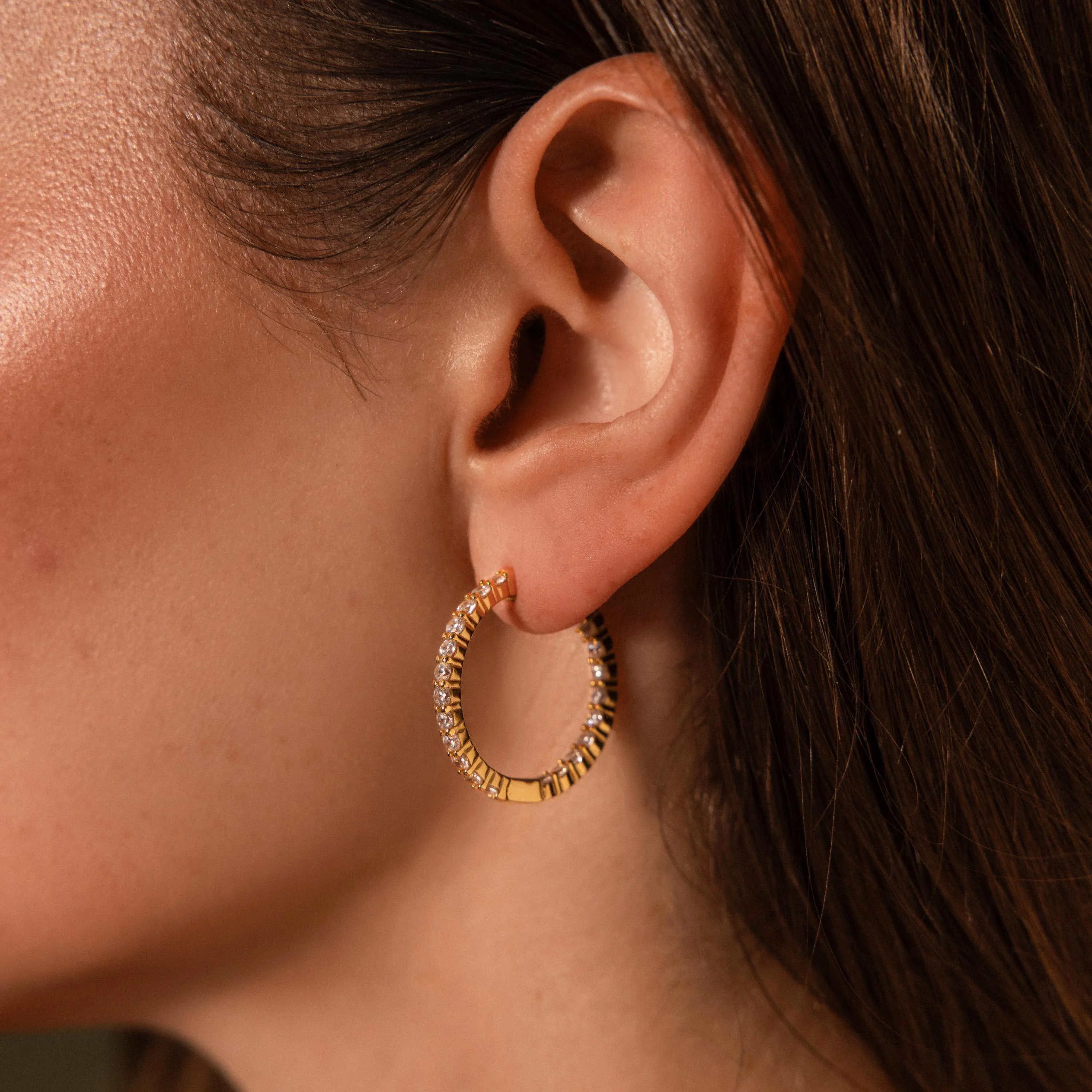 Inside Out Diamond Hoops in 18K Gold - Image 2