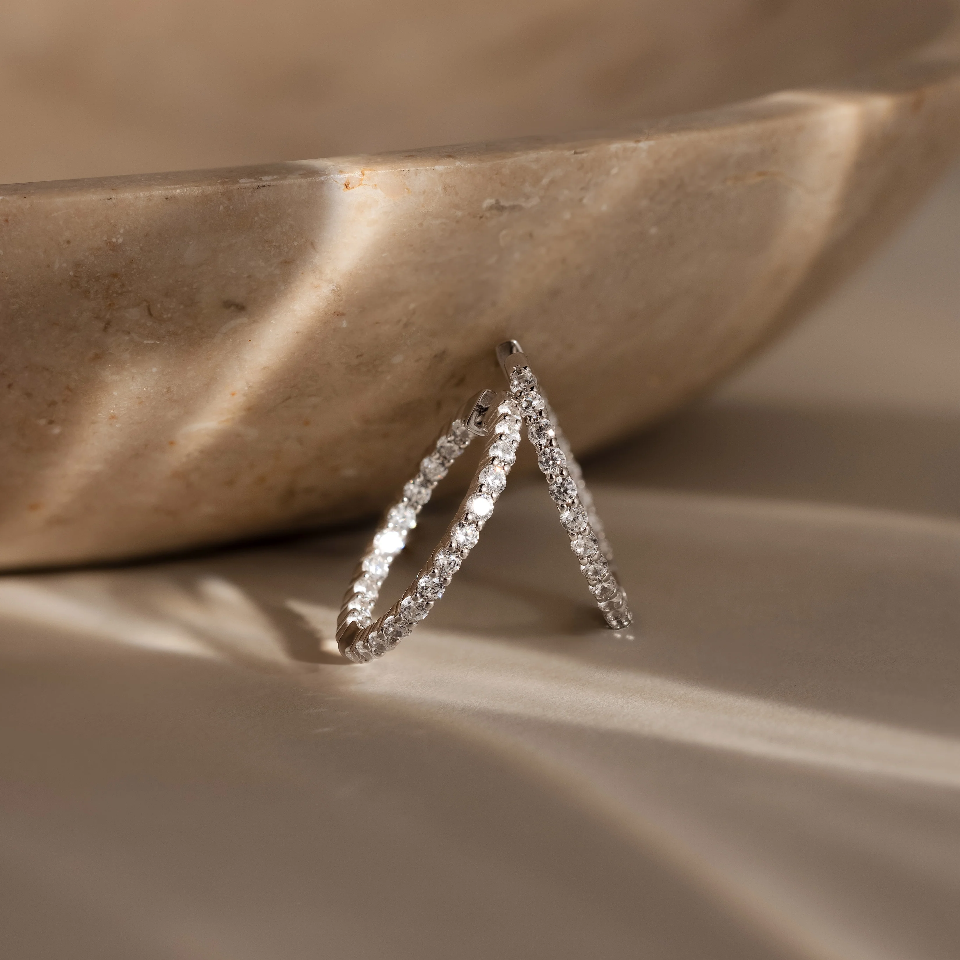 Inside Out Diamond Hoops in Silver - Image 5
