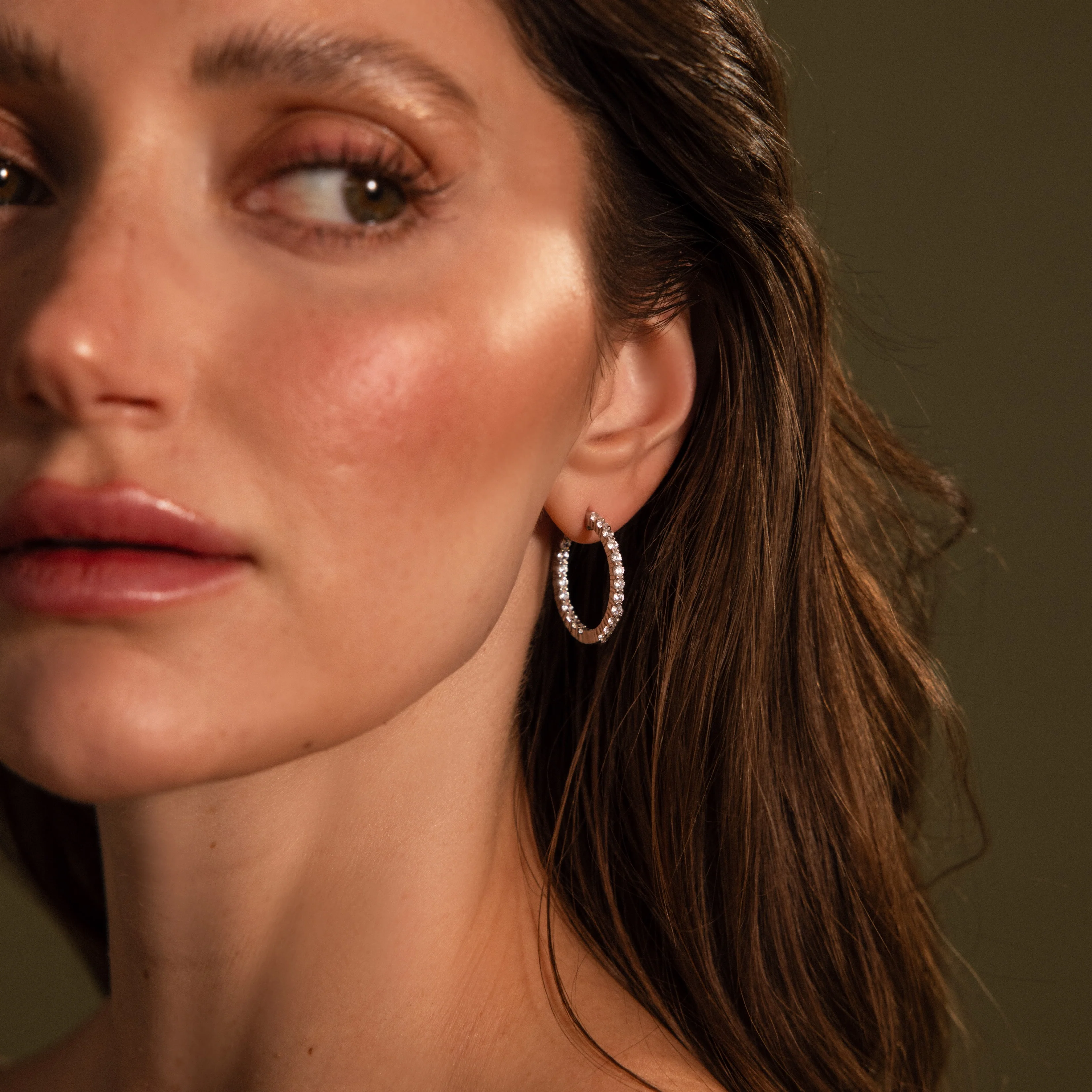 Inside Out Diamond Hoops in Silver - Image 6