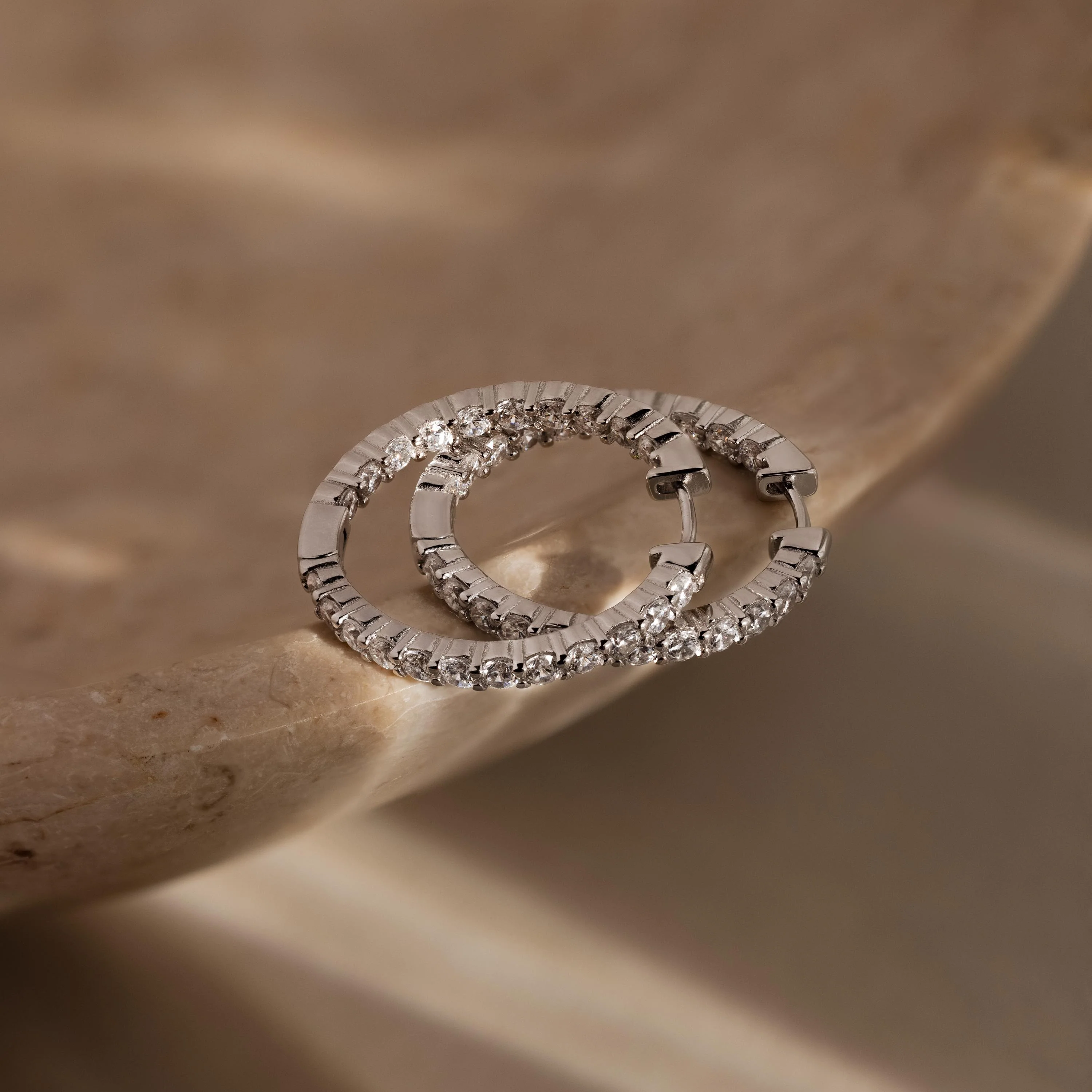 Inside Out Diamond Hoops in Silver - Image 3