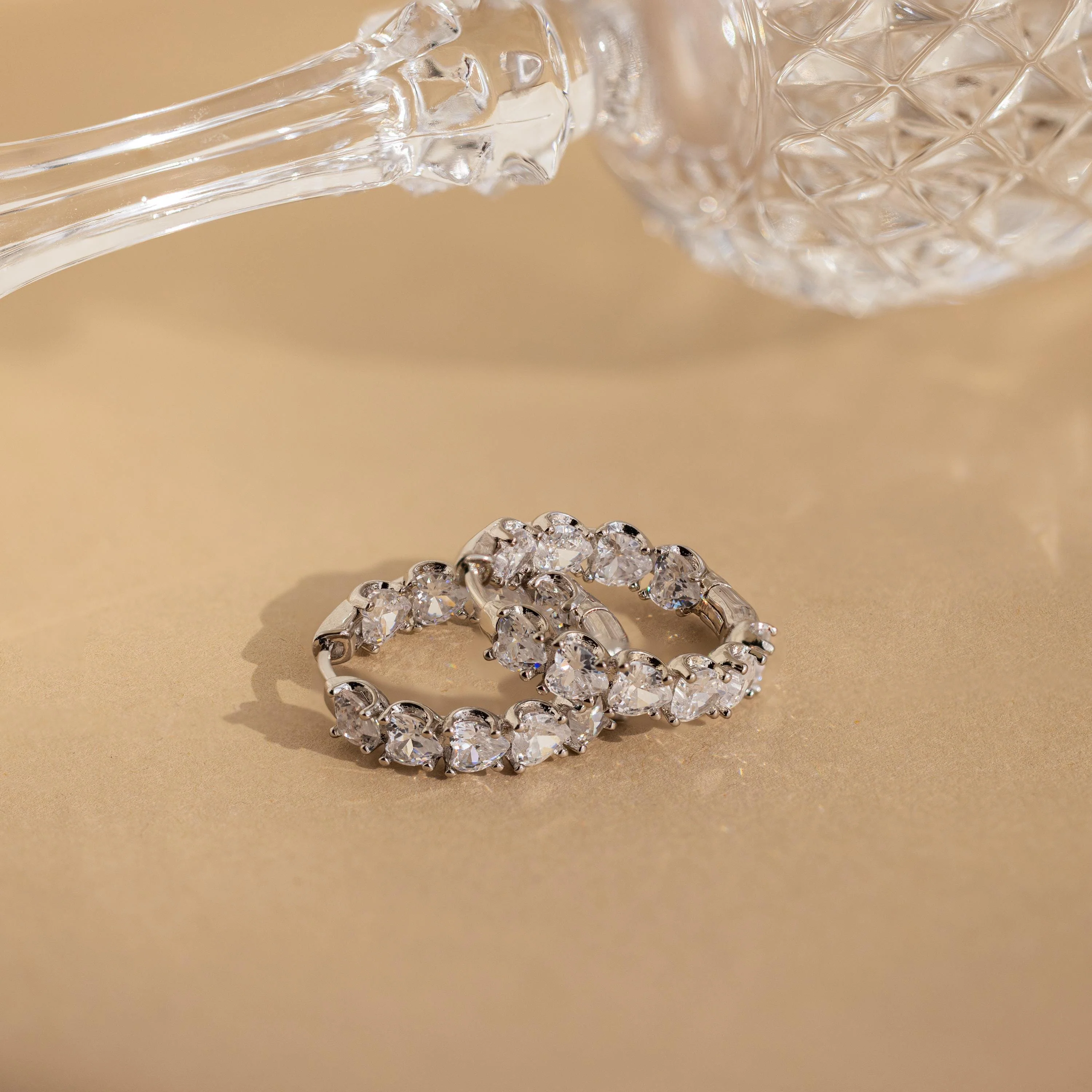 Inside Out Heart Diamond Hoops - Image 8