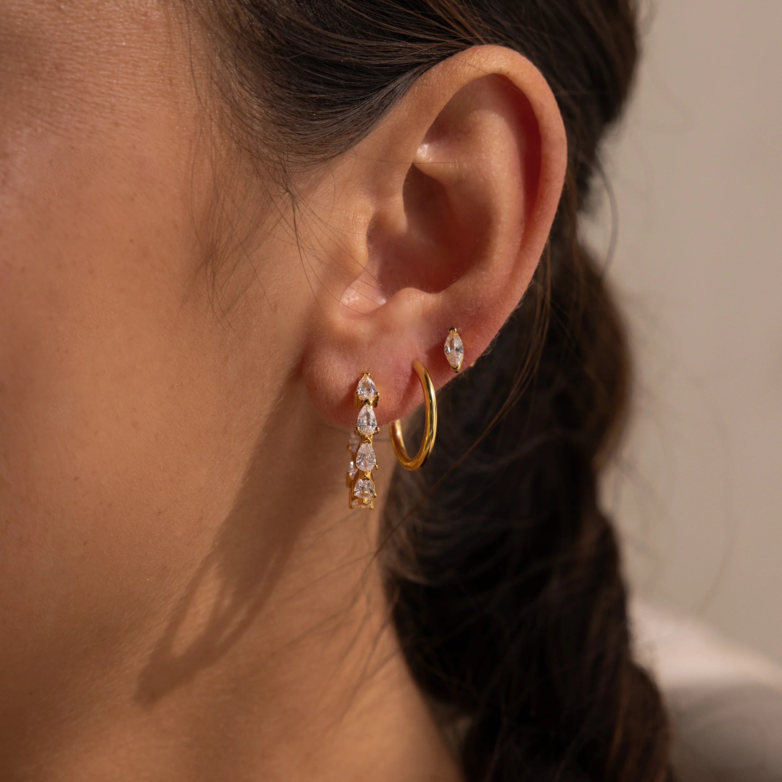 Inside Out Pear Diamond Hoops - Image 10