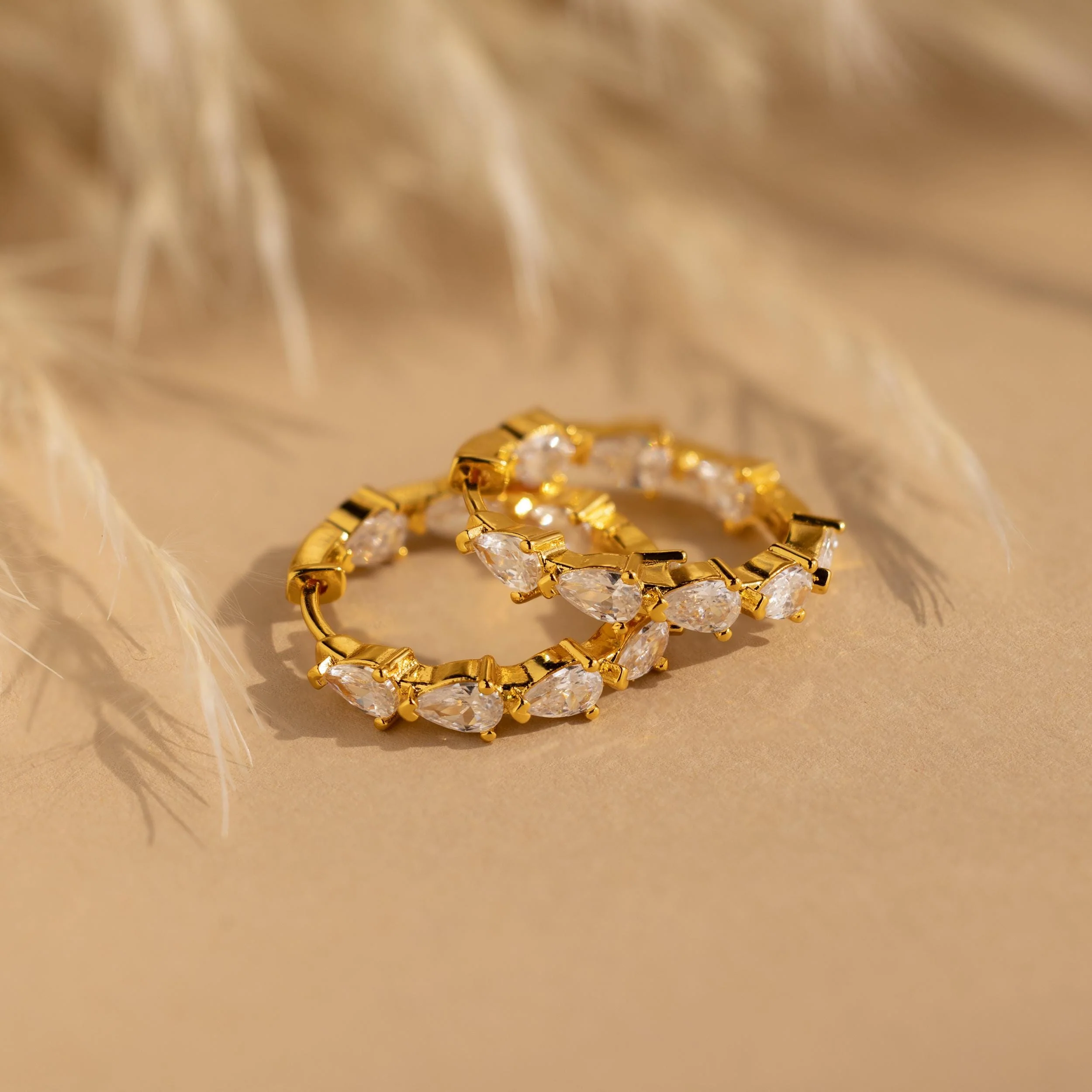 Inside Out Pear Diamond Hoops in 18K Gold - Image 3