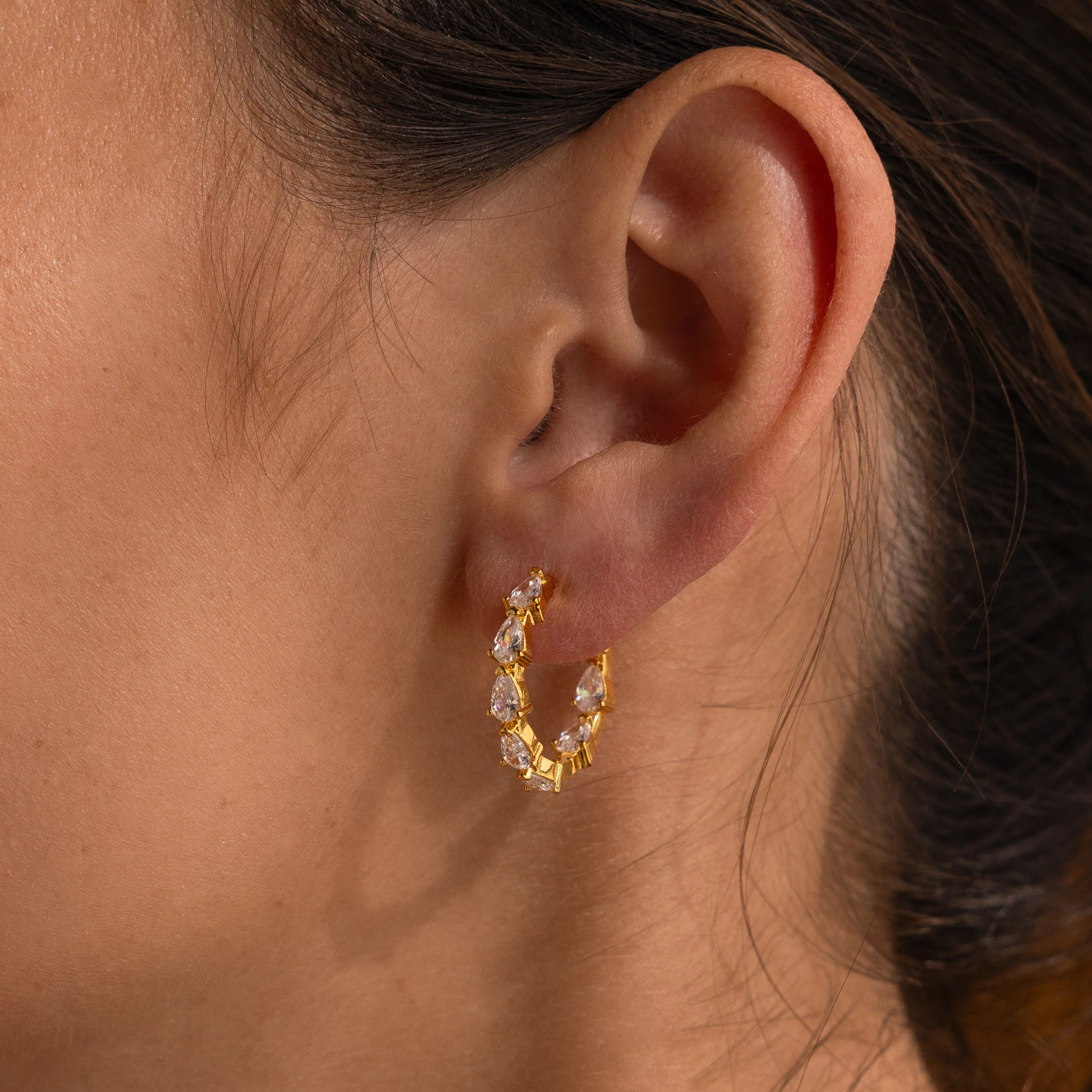Inside Out Pear Diamond Hoops - Image 4
