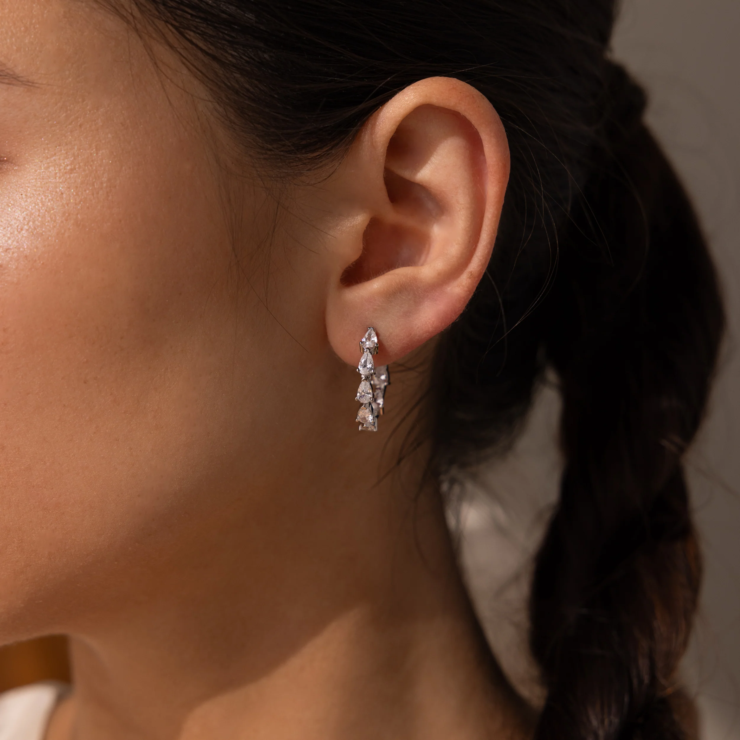 Inside Out Pear Diamond Hoops - Image 6