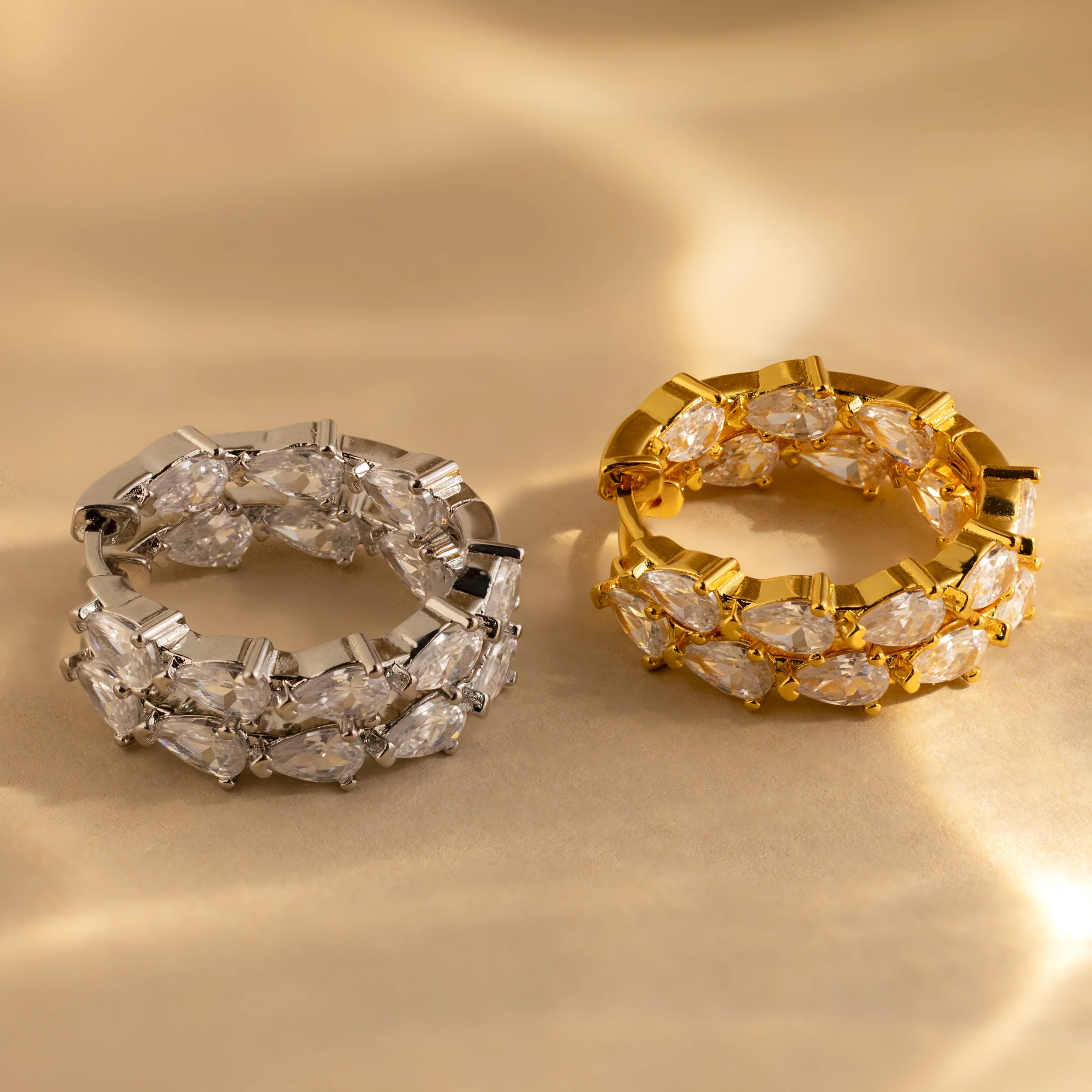 Inside Out Pear Diamond Hoops - Image 7