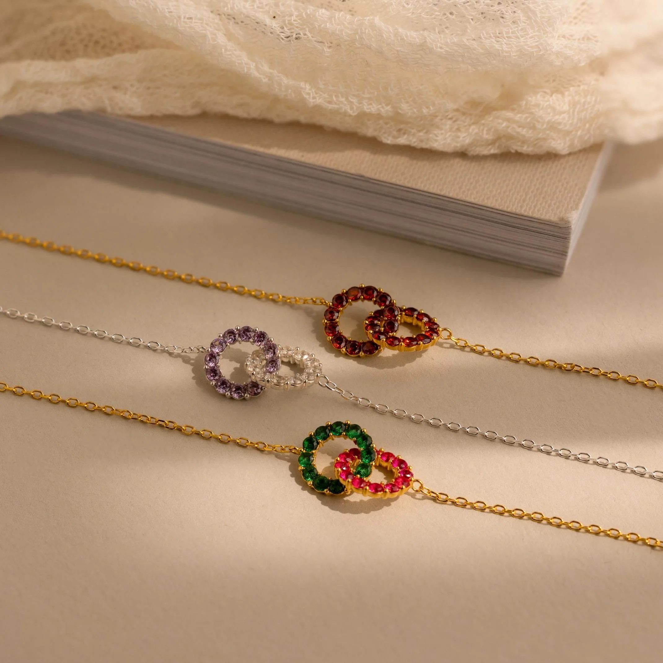Interlocking Duo Birthstone Bracelet - Image 5