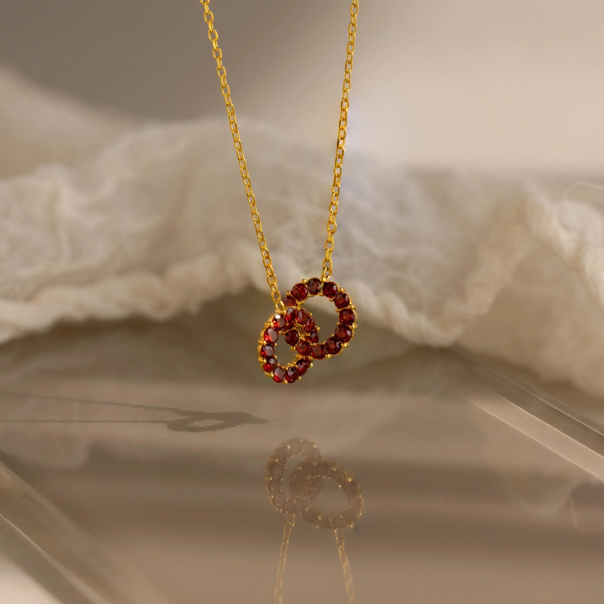 Interlocking Duo Birthstone Necklace - Image 3