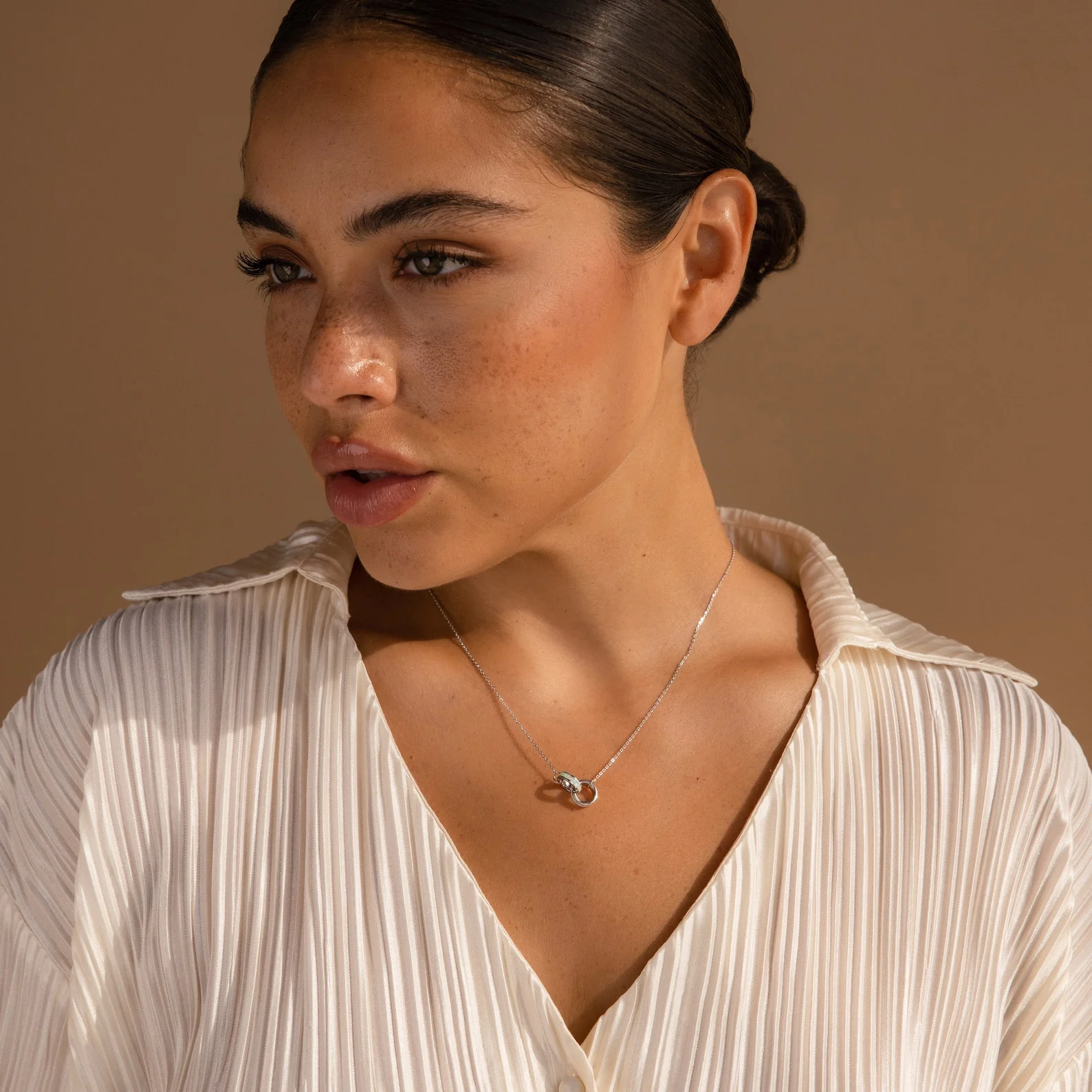 Interlocking Opal Inlay Necklace and Bracelet Set in Silver - Image 4