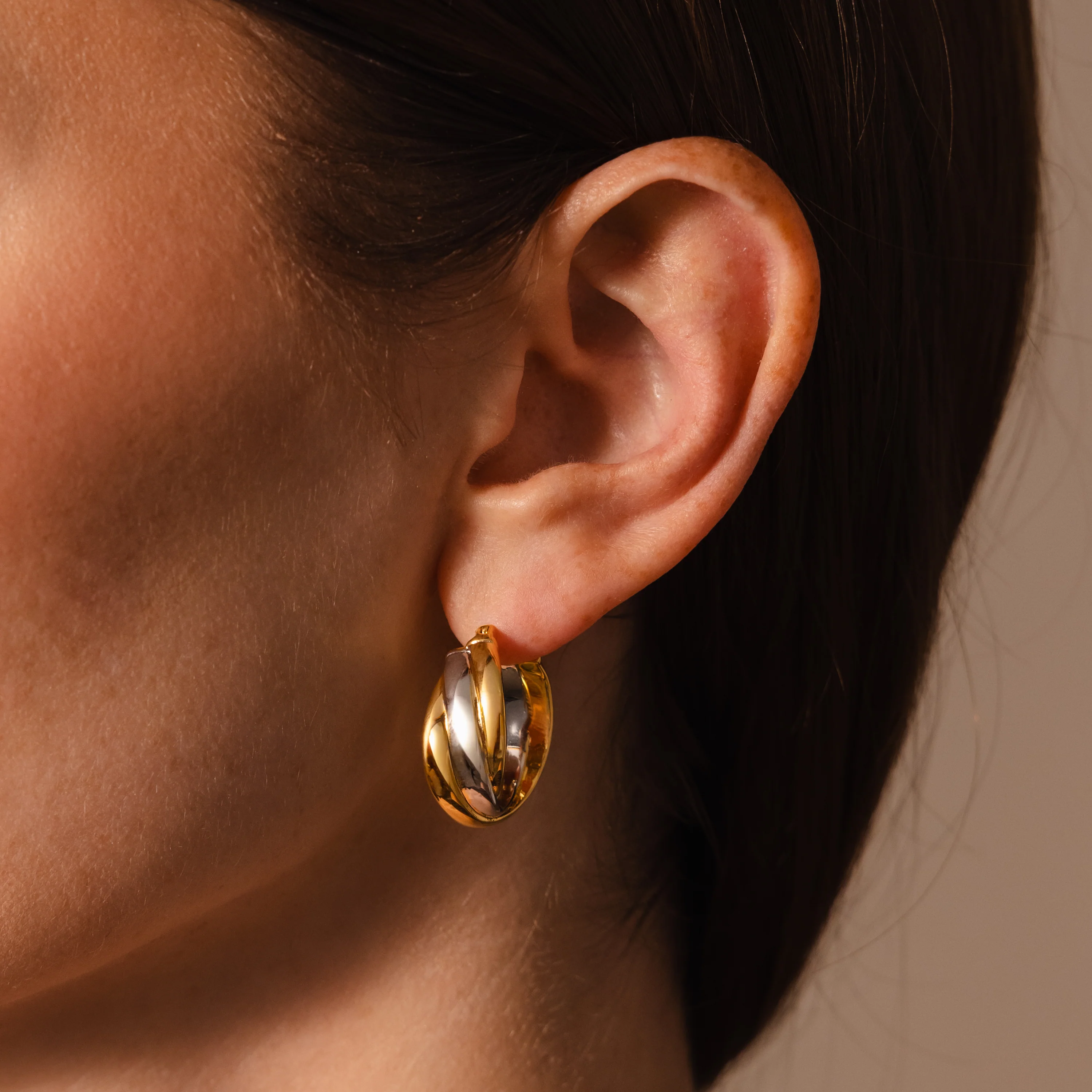 Intertwined Mixed Metal Hoops - Image 2