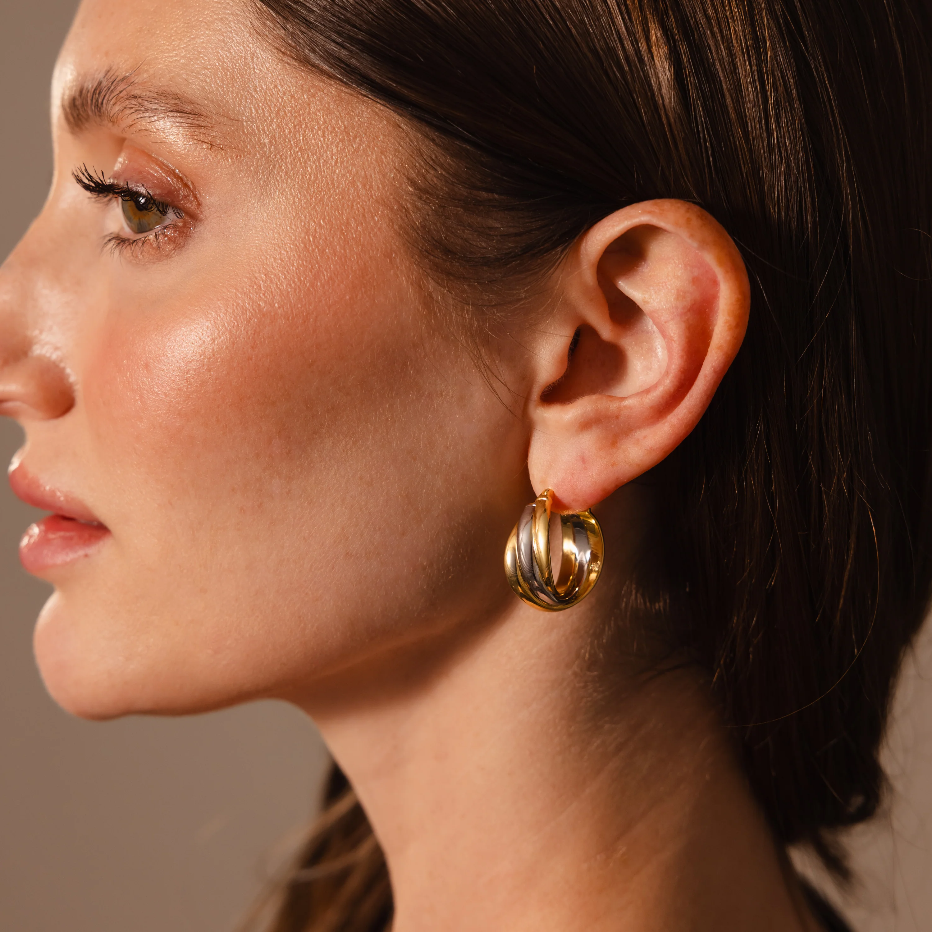 Intertwined Mixed Metal Hoops - Image 4